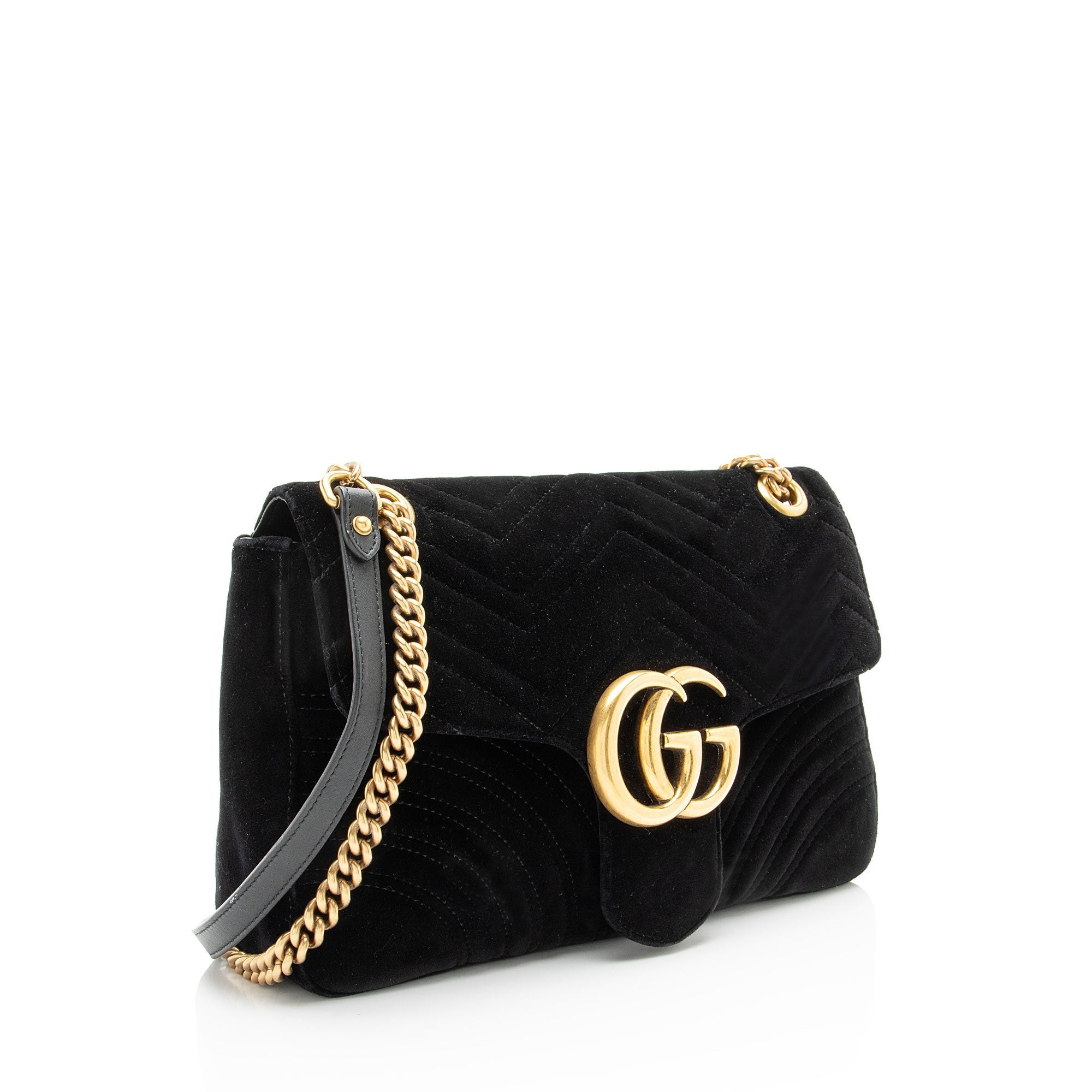 Gucci Matelasse Velvet GG Marmont Large Flap Bag
