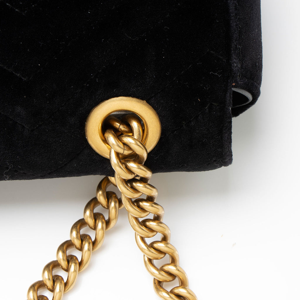 Gucci Matelasse Velvet GG Marmont Medium Flap Bag