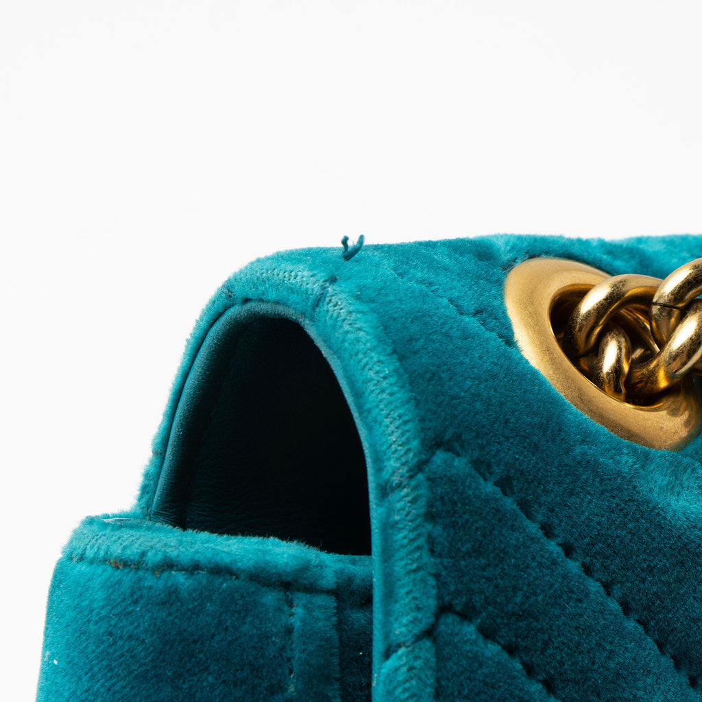 Gucci Matelasse Velvet GG Marmont Medium Flap Bag