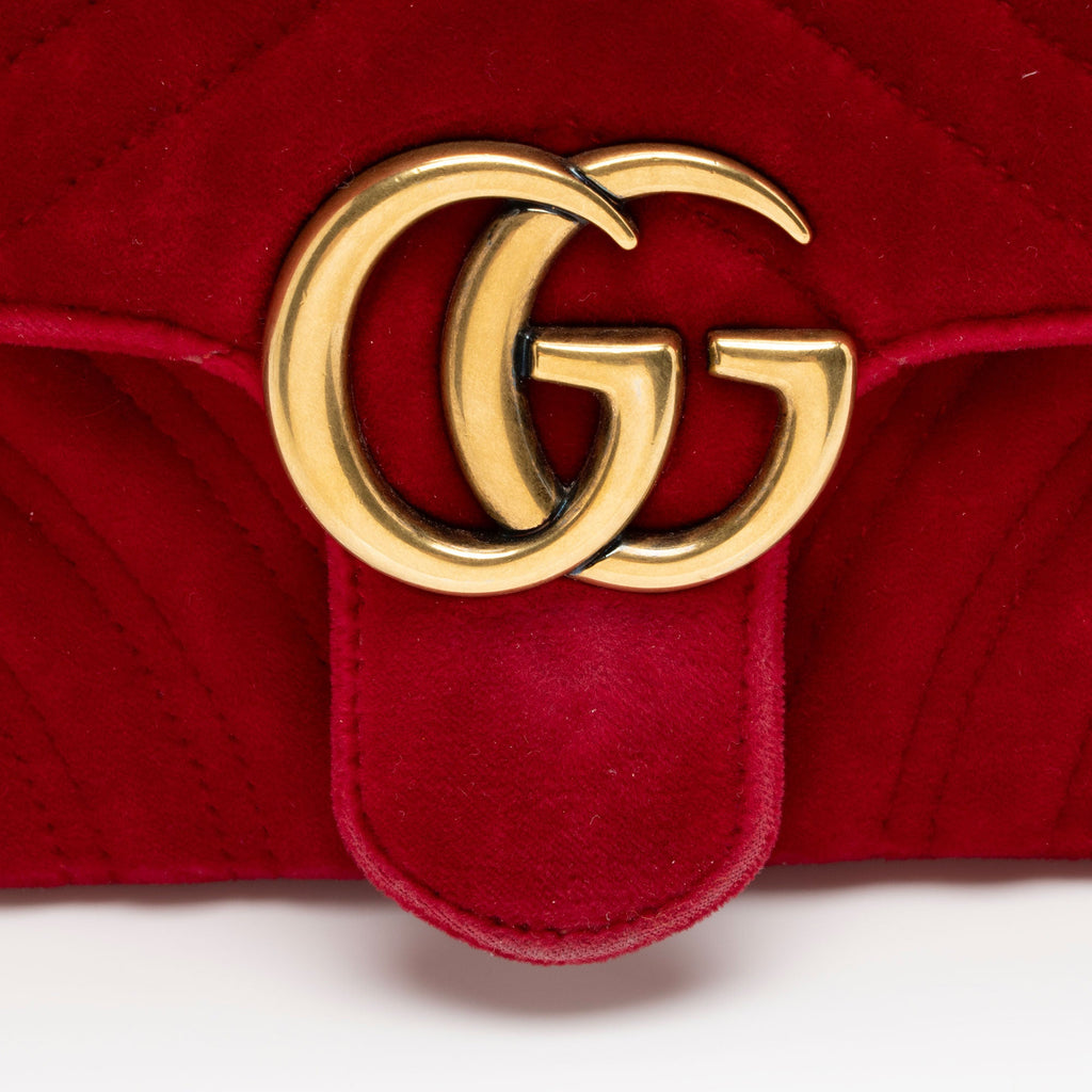 Gucci Matelasse Velvet GG Marmont Mini Flap Bag (SHF-80mt04)