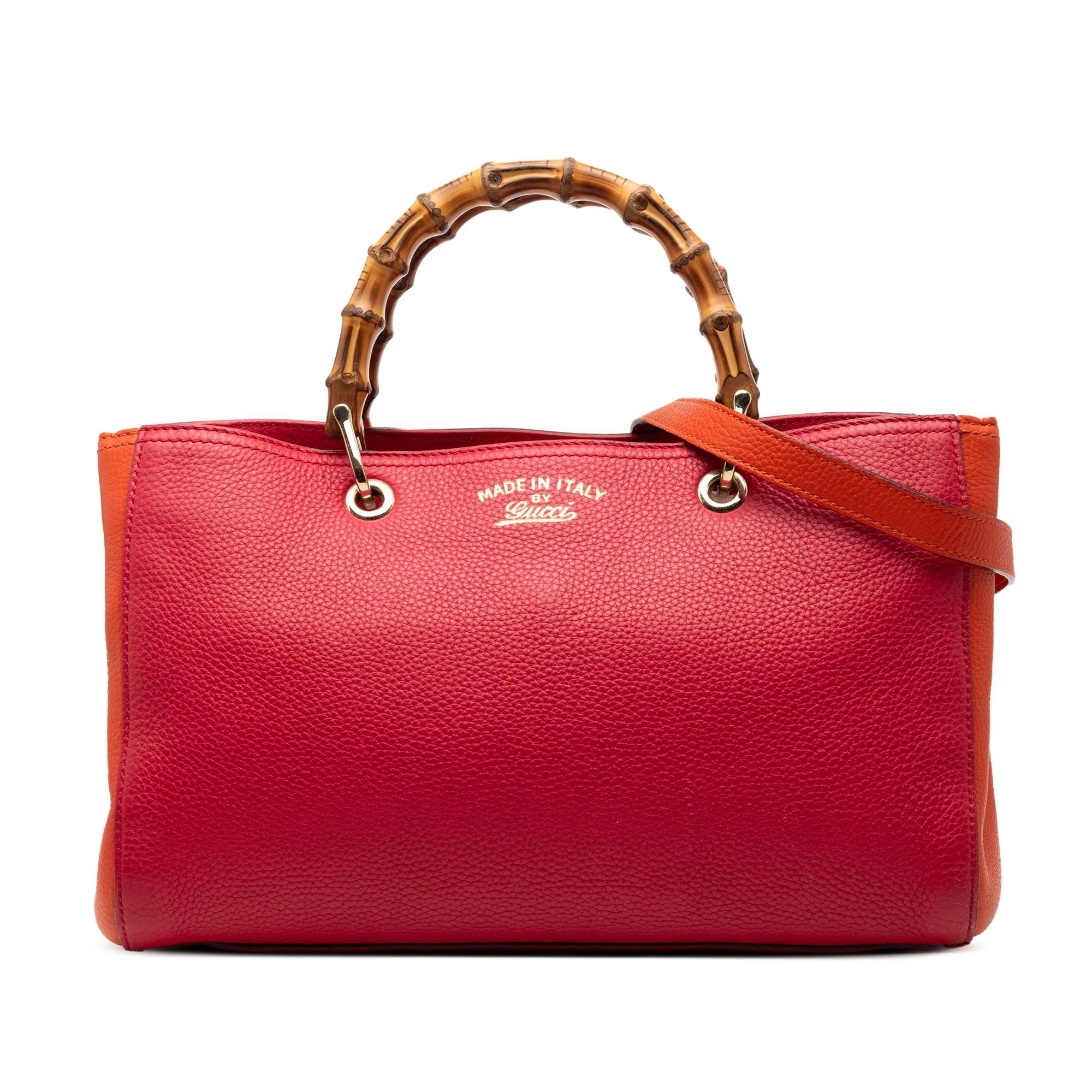 Gucci Medium Bicolor Calfskin Bamboo Shopper Satchel