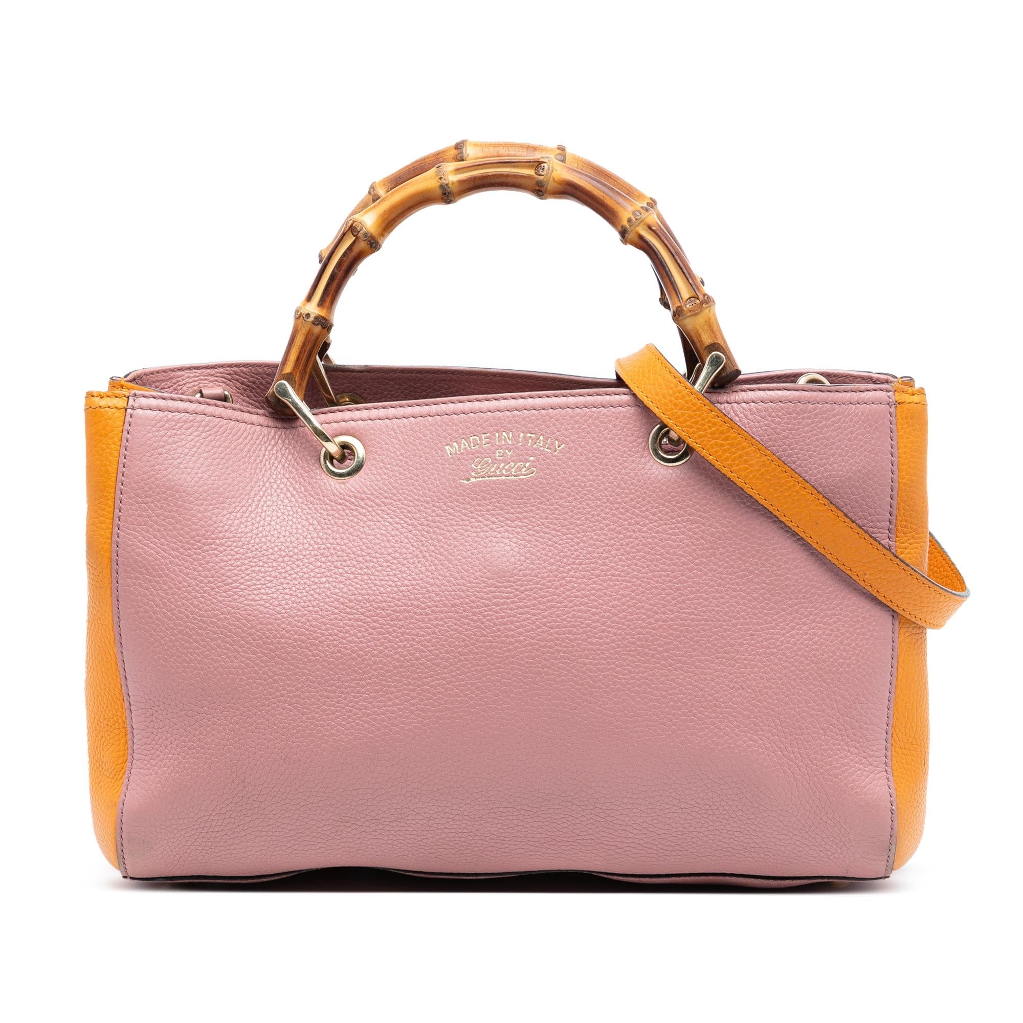 Gucci Medium Bicolor Calfskin Bamboo Shopper Satchel