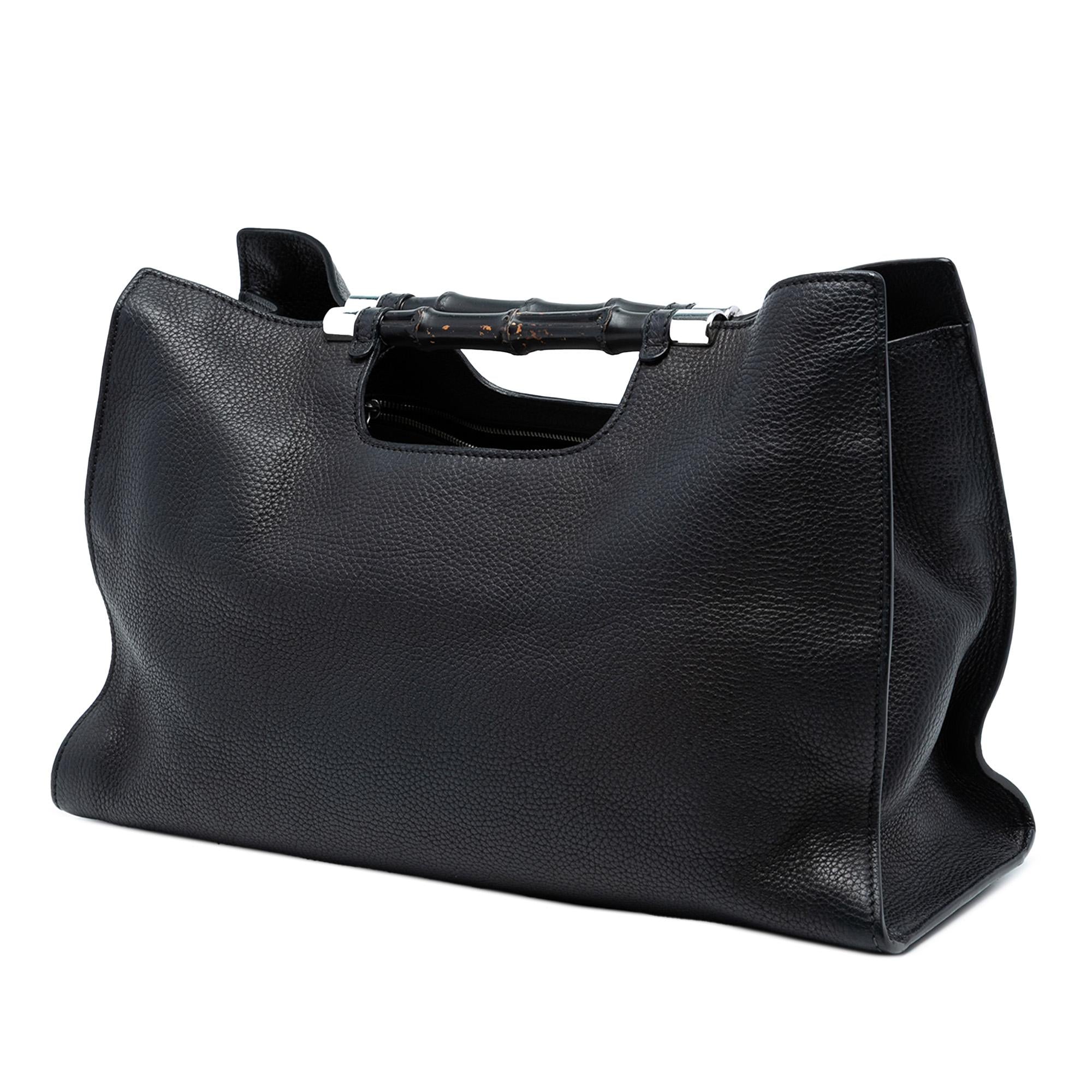 Gucci Medium Calfskin Bamboo Daily Shopper Satchel