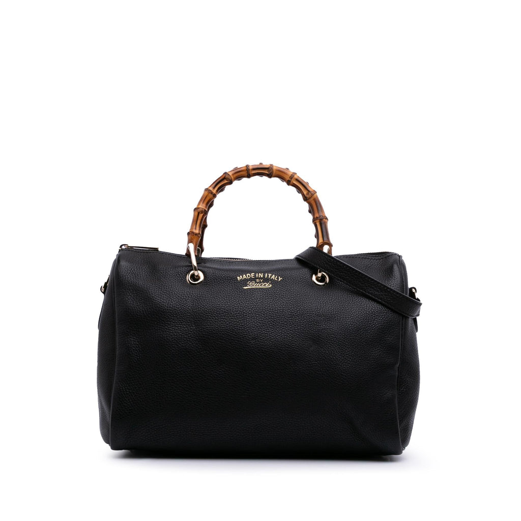Gucci Medium Calfskin Bamboo Shopper Boston Bag