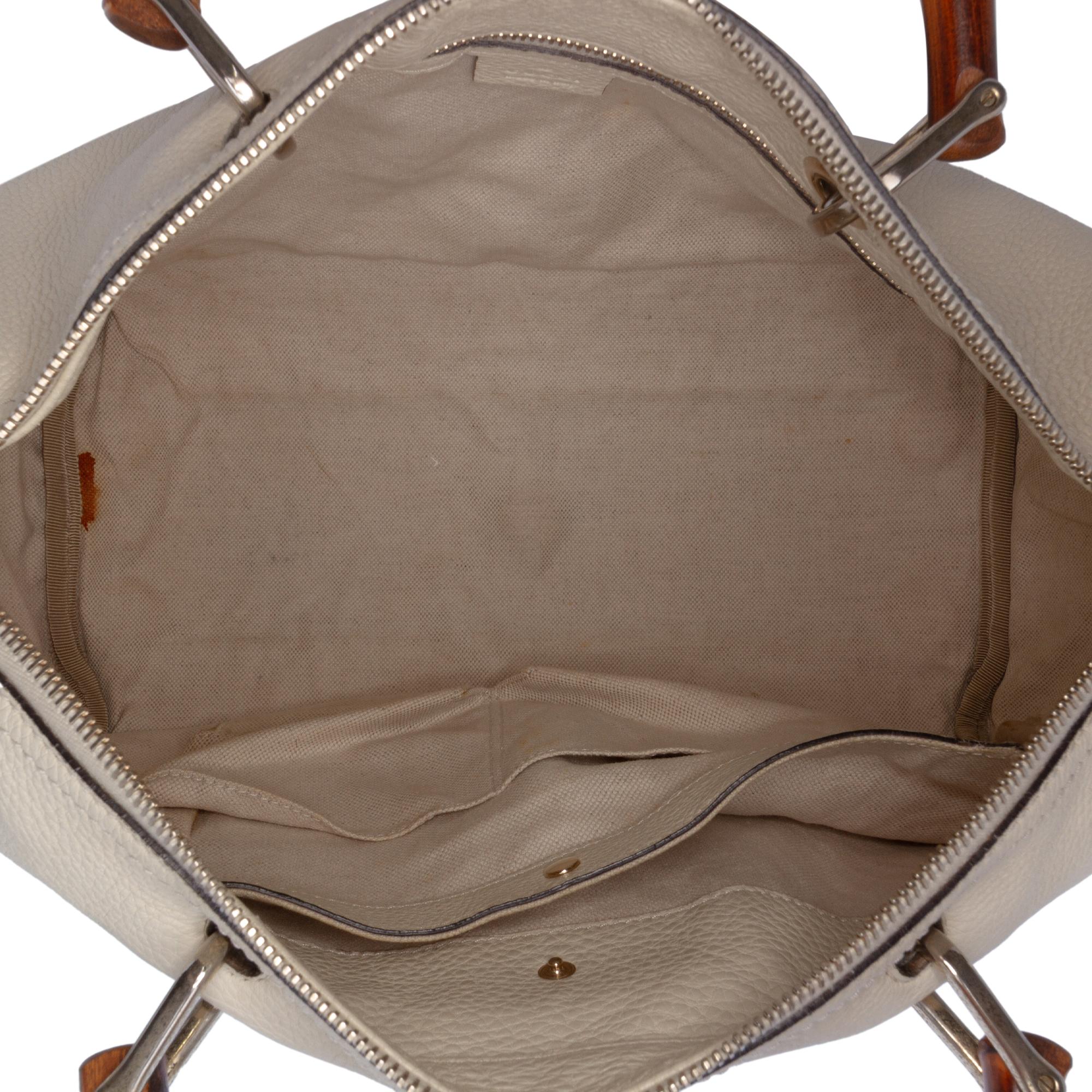 Gucci Medium Calfskin Bamboo Shopper Boston Bag