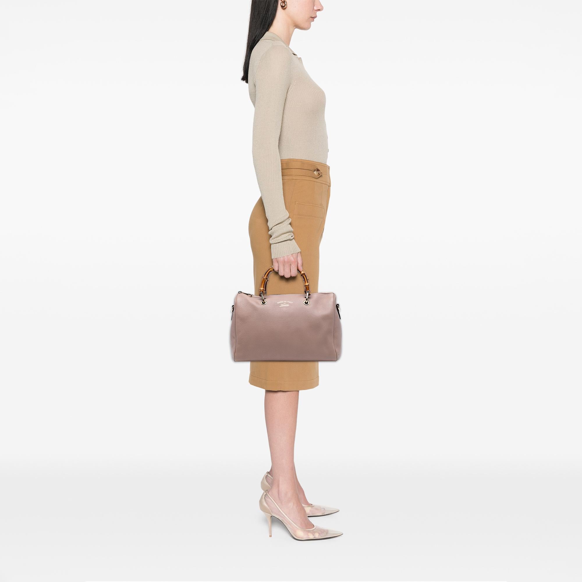 Gucci Medium Calfskin Bamboo Shopper Boston Bag
