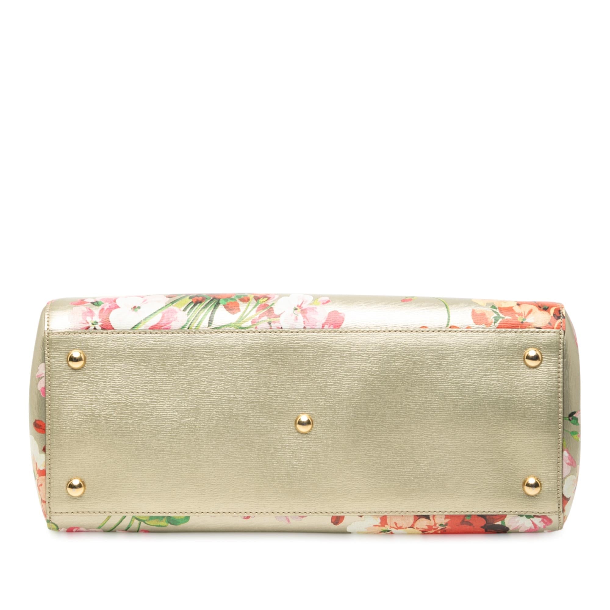 Gucci Medium Calfskin Blooms Bamboo Shopper Satchel