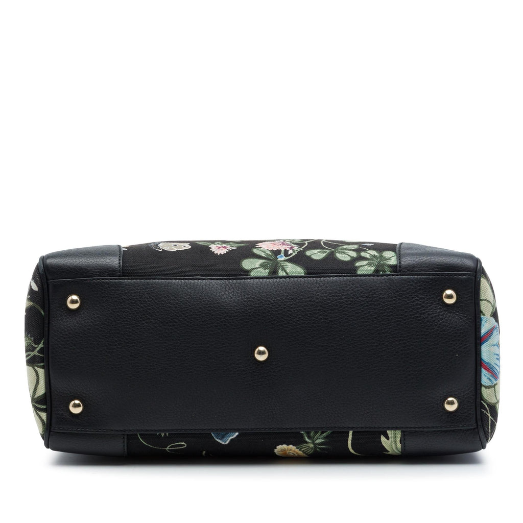 Gucci Medium Canvas Flora Knight Bamboo Shopper Satchel