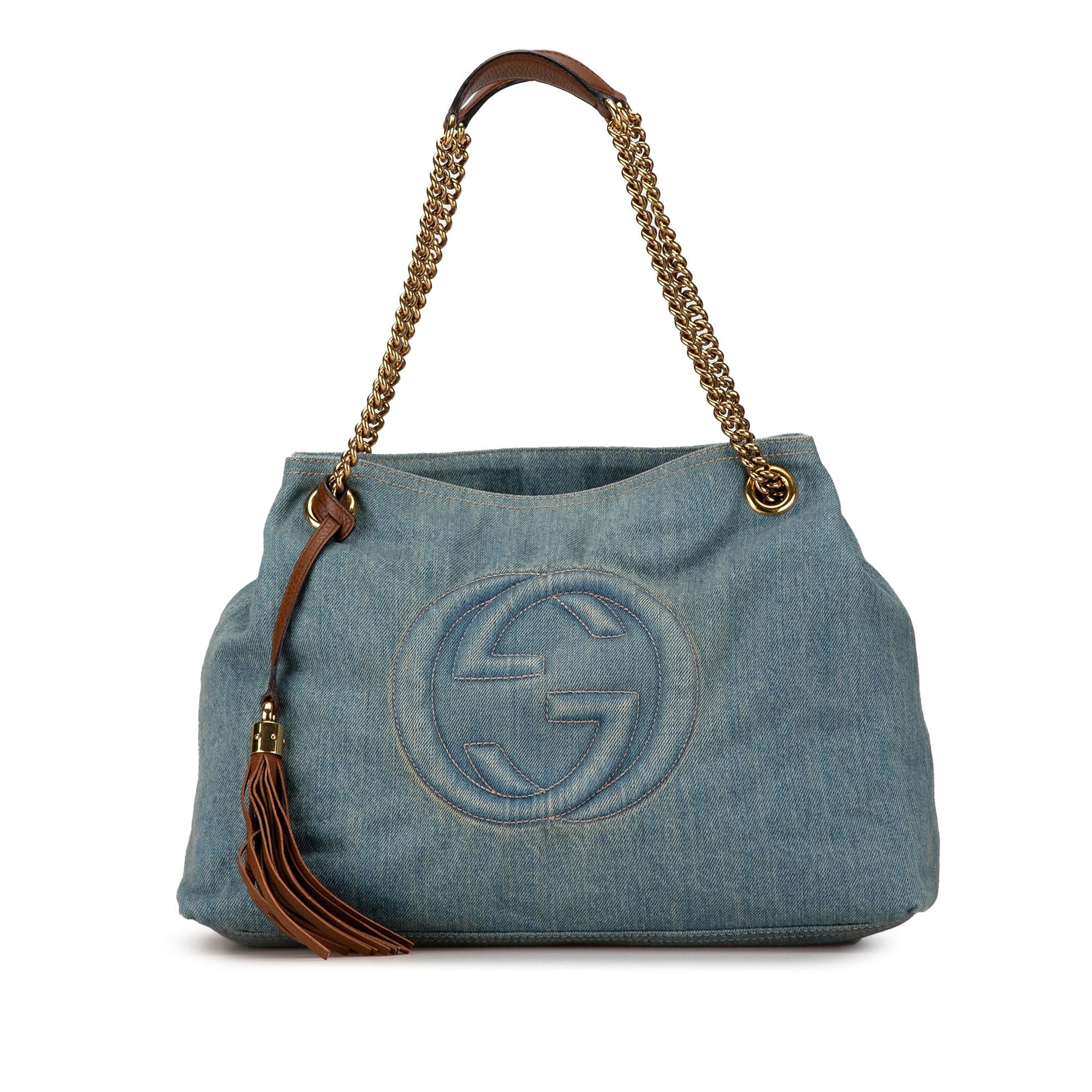 Gucci Medium Denim Soho Chain Tote (SHG-DkVIUR)