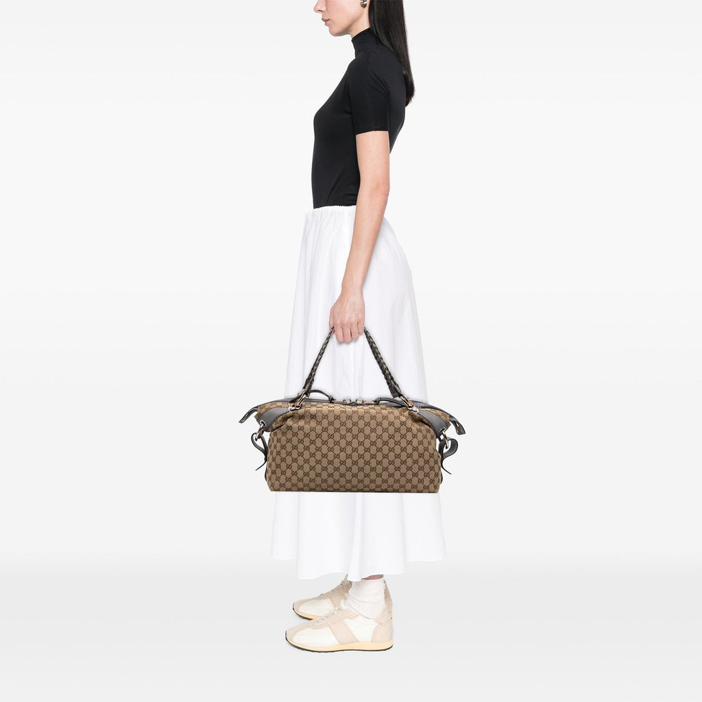 Gucci Medium GG Canvas Bamboo Bar Tote