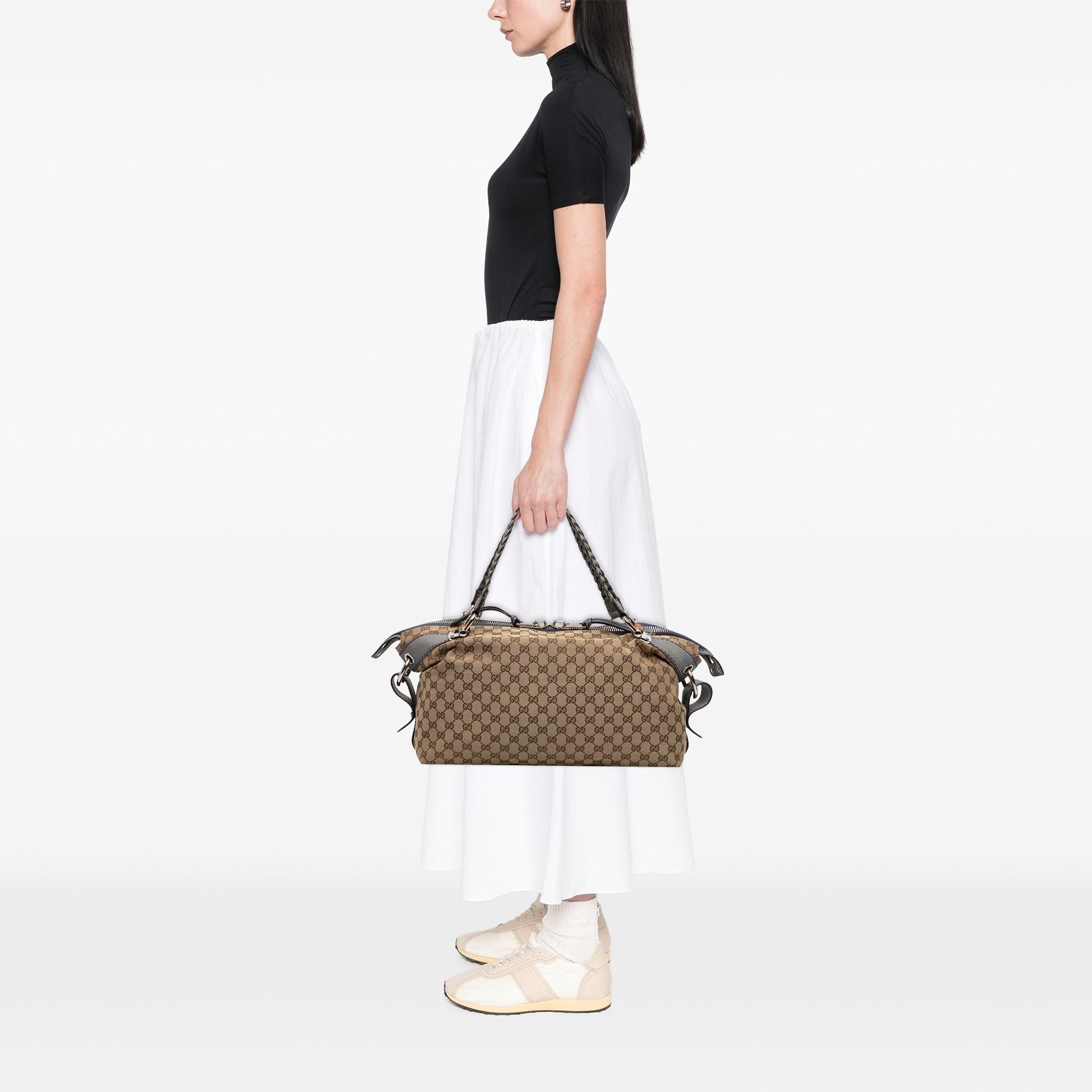 Gucci Medium GG Canvas Bamboo Bar Tote