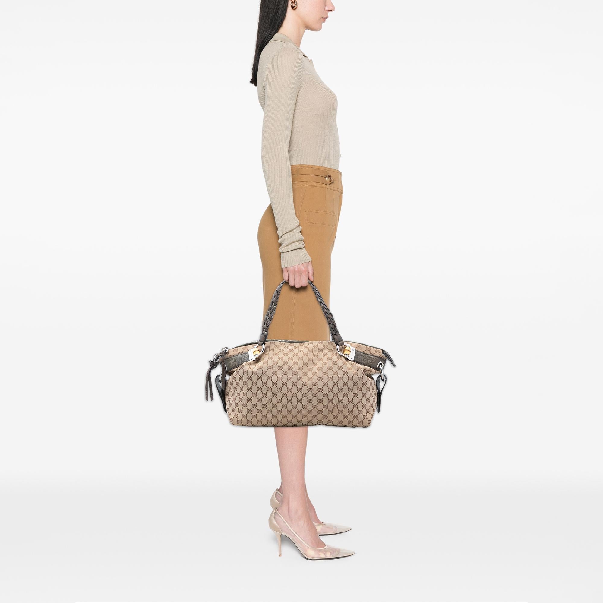 Gucci Medium GG Canvas Bamboo Bar Tote