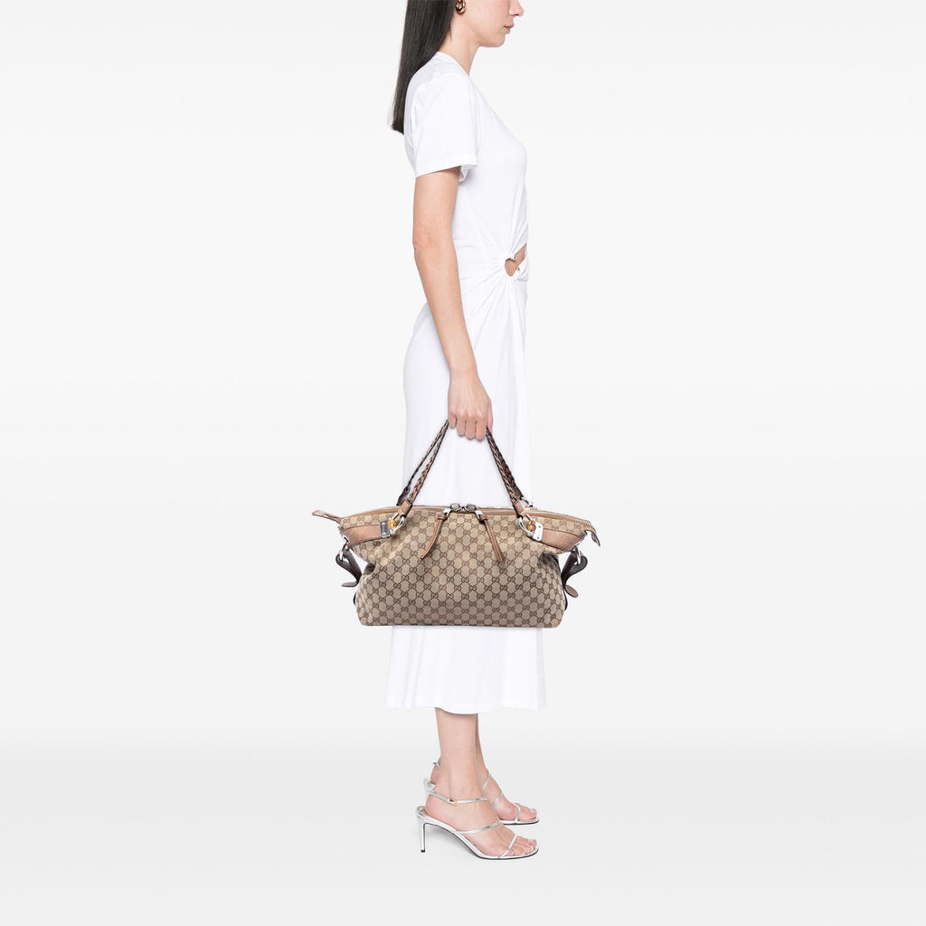 Gucci Medium GG Canvas Bamboo Bar Tote