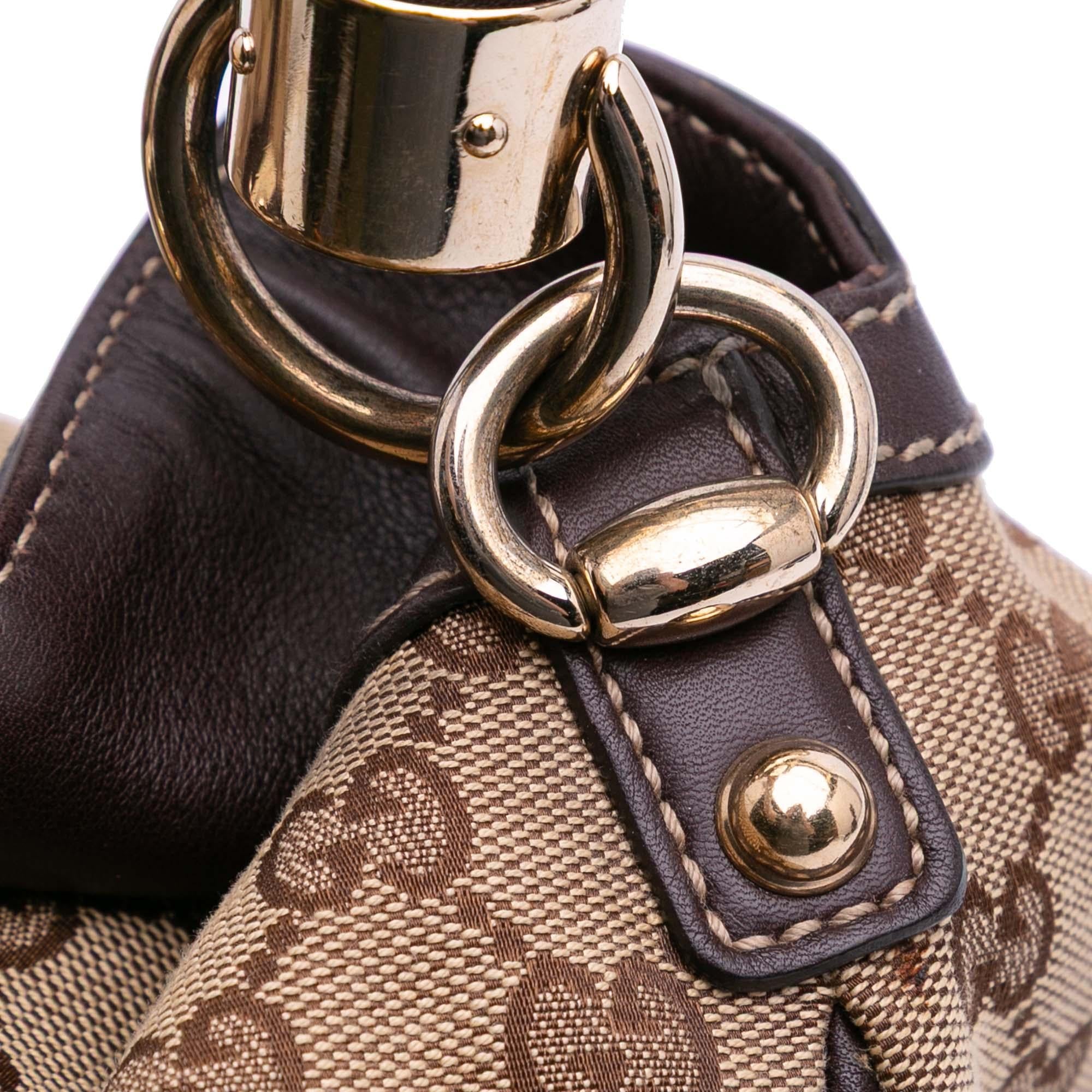 Gucci Medium GG Canvas Bamboo Indy Hobo