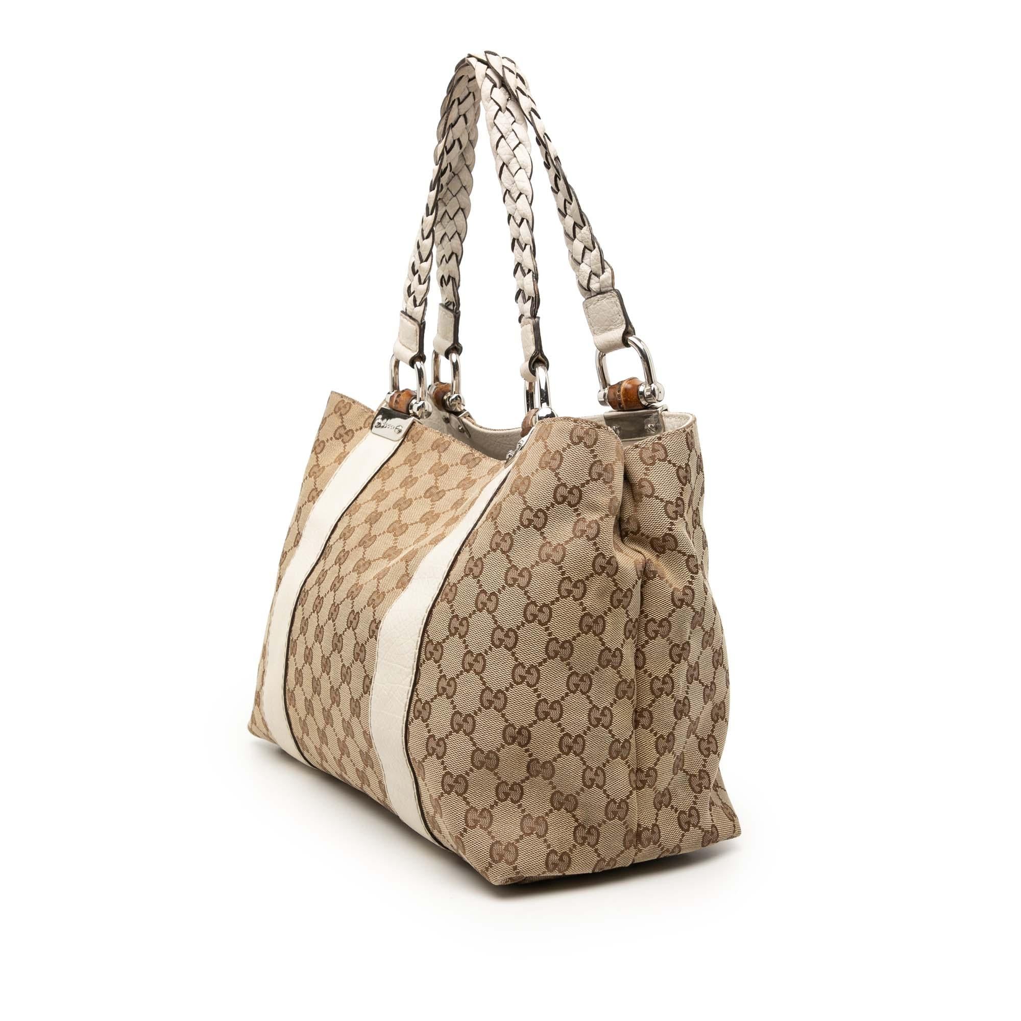 Gucci Medium GG Canvas Bamboo Libeccio Tote