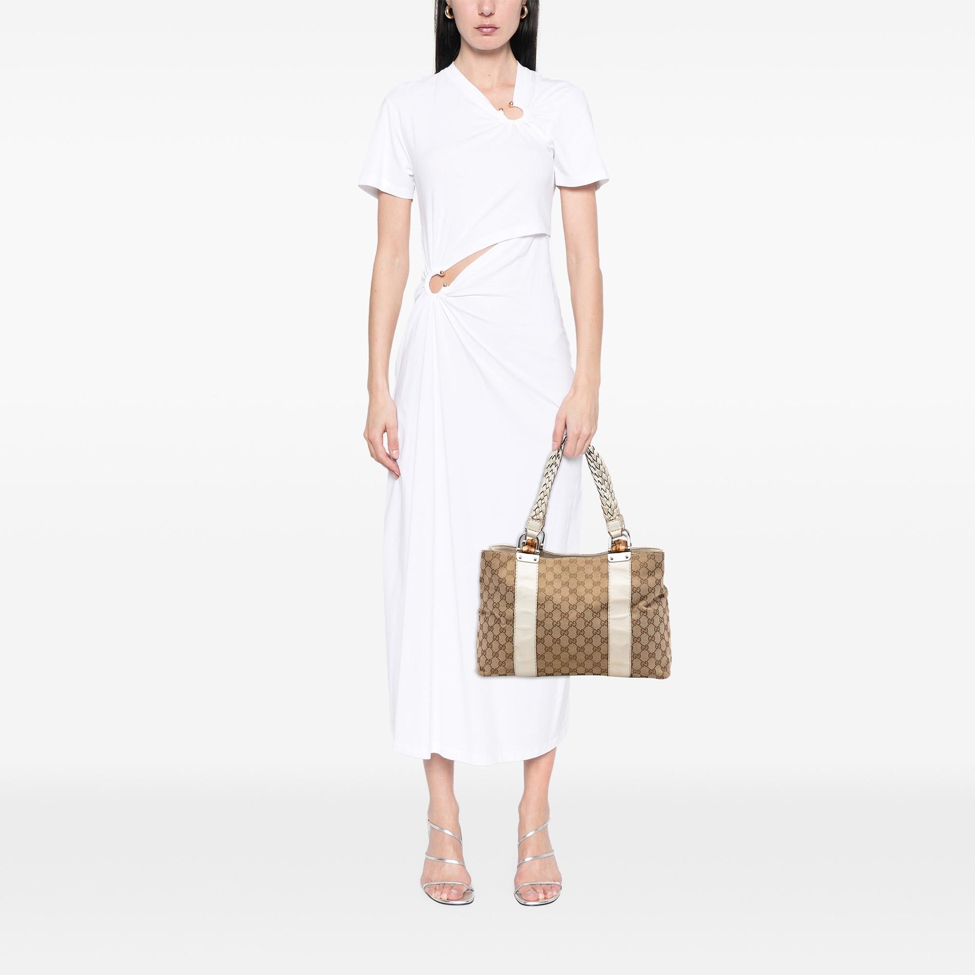 Gucci Medium GG Canvas Bamboo Libeccio Tote