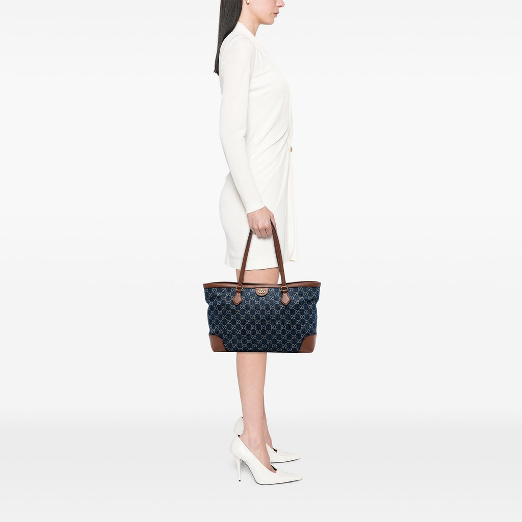 Gucci Medium GG Denim Ophidia Tote