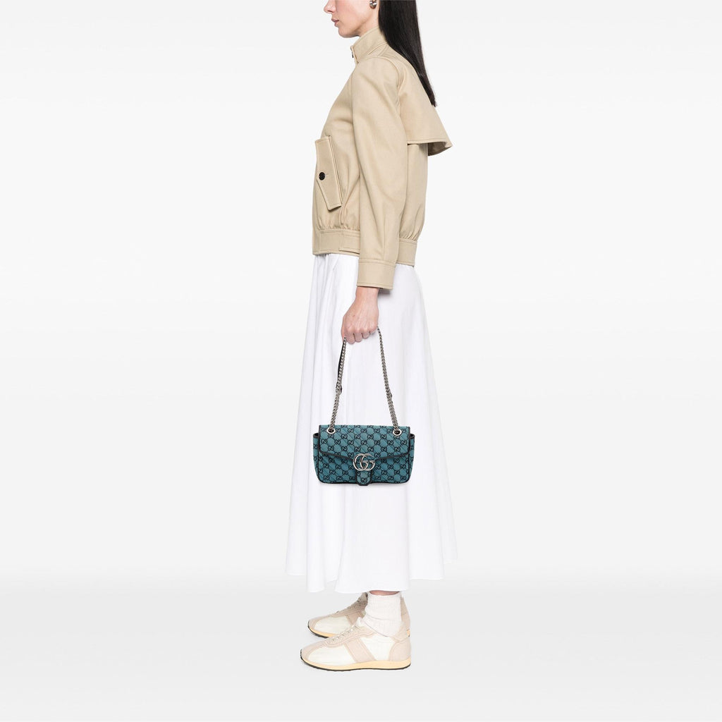 Gucci Medium GG Marmont Matelasse Diagonal GG Canvas Shoulder Bag
