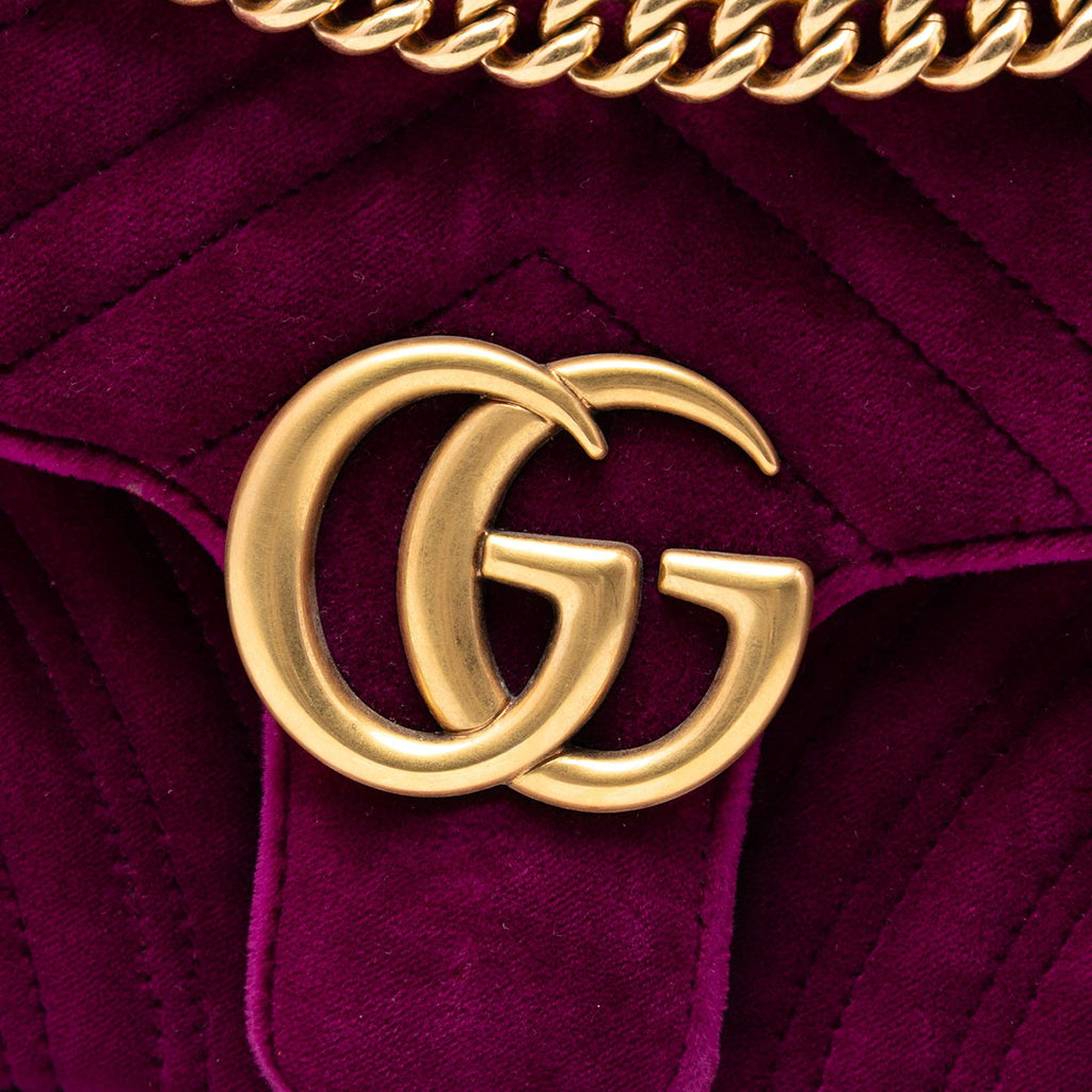 Gucci Medium GG Marmont Matelasse Velvet Shoulder Bag