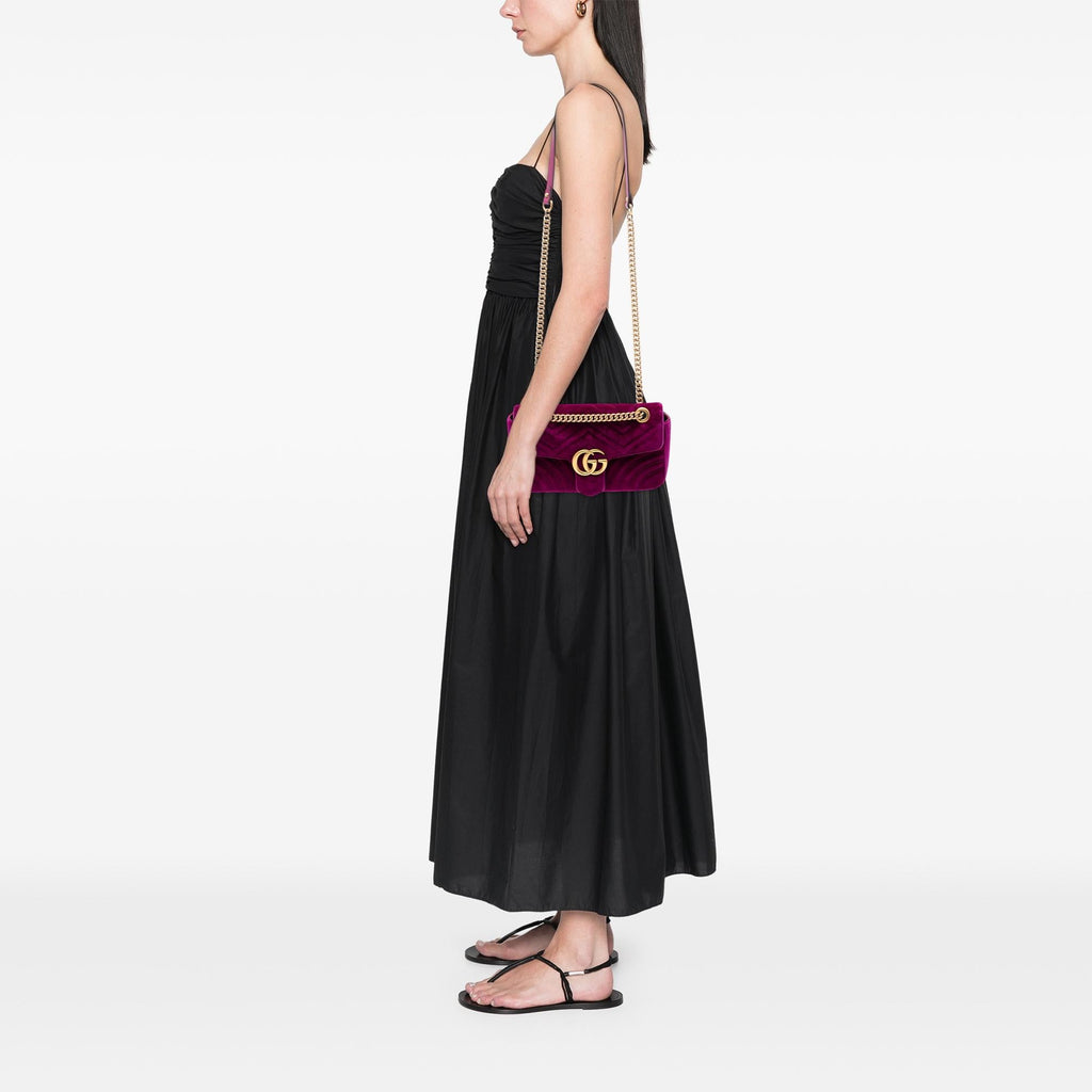 Gucci Medium GG Marmont Matelasse Velvet Shoulder Bag
