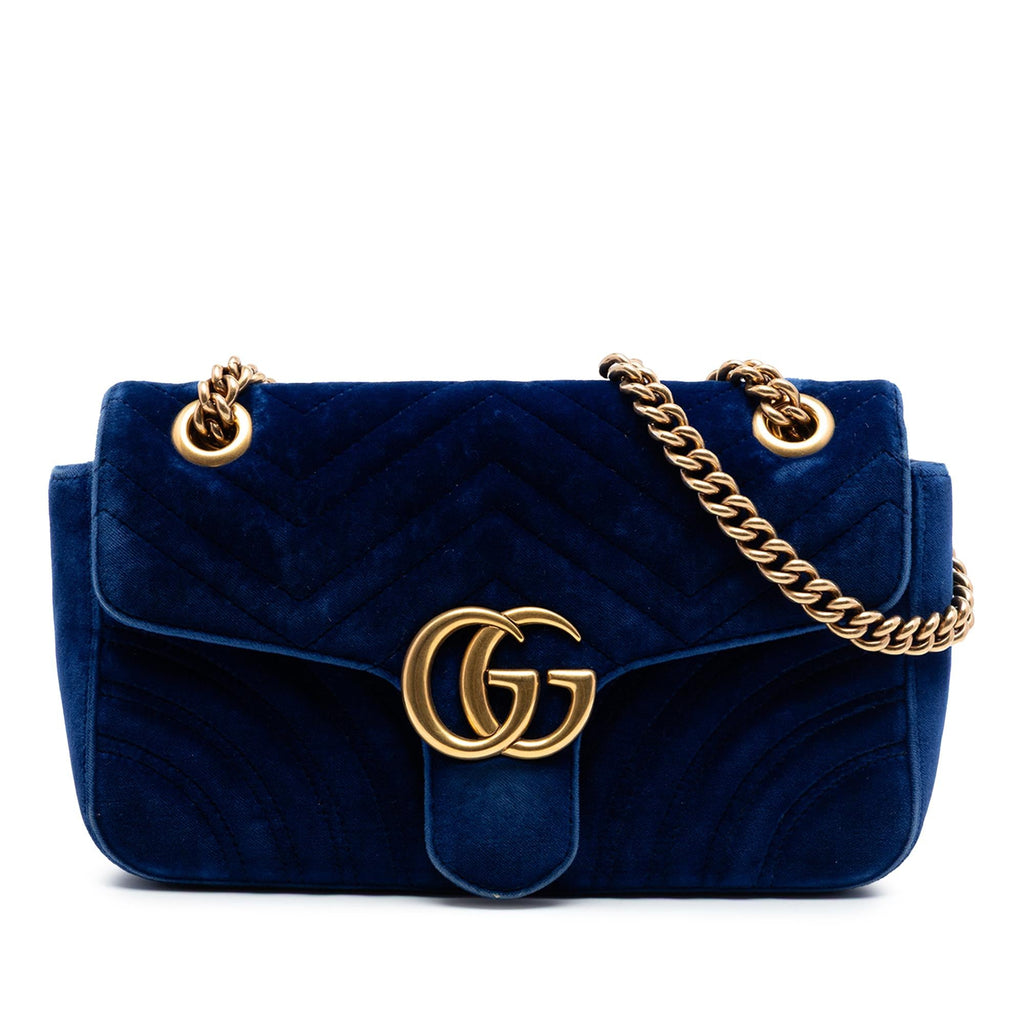 Gucci Medium GG Marmont Matelasse Velvet Shoulder Bag
