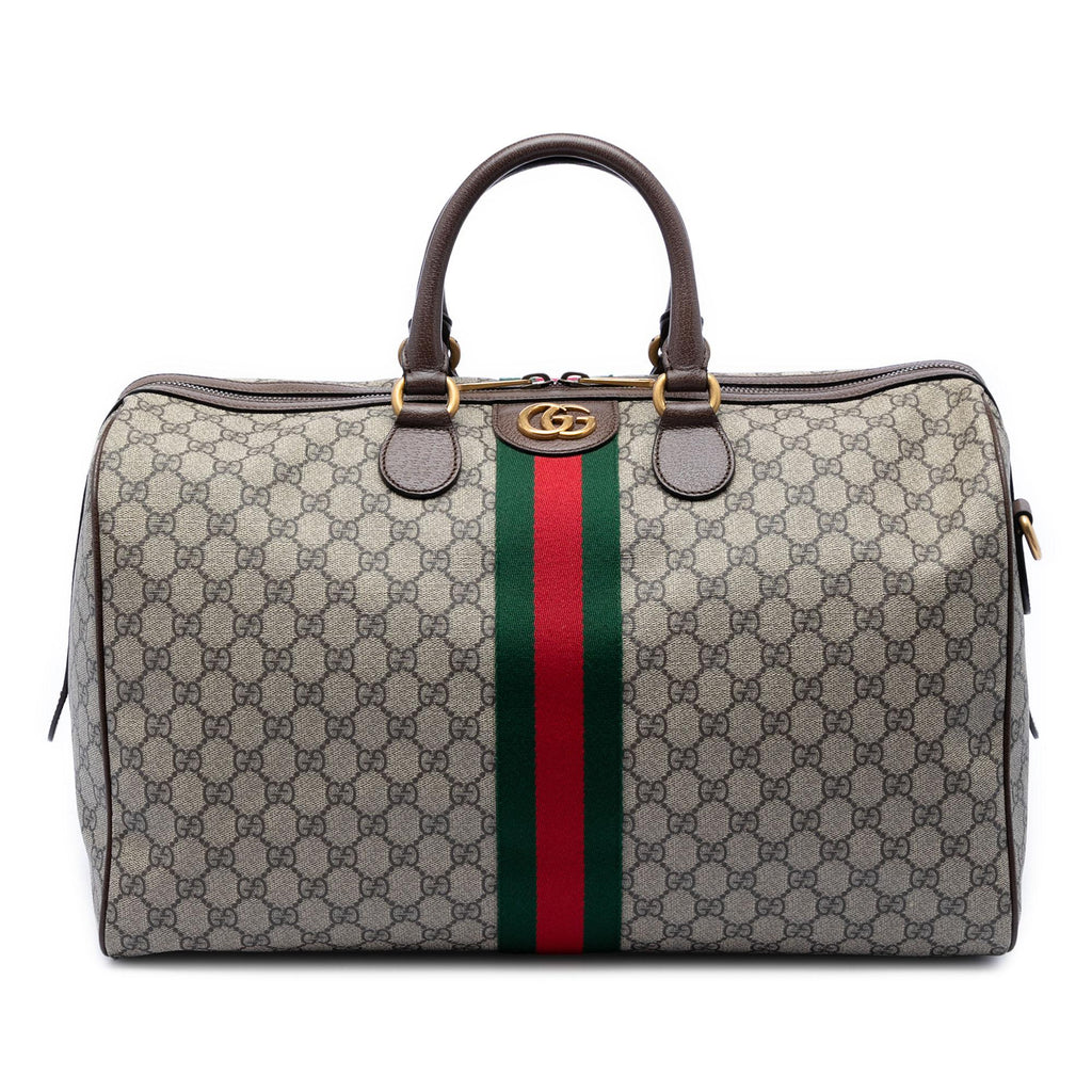 Gucci Medium GG Supreme Web Ophidia Carry On Duffle Bag