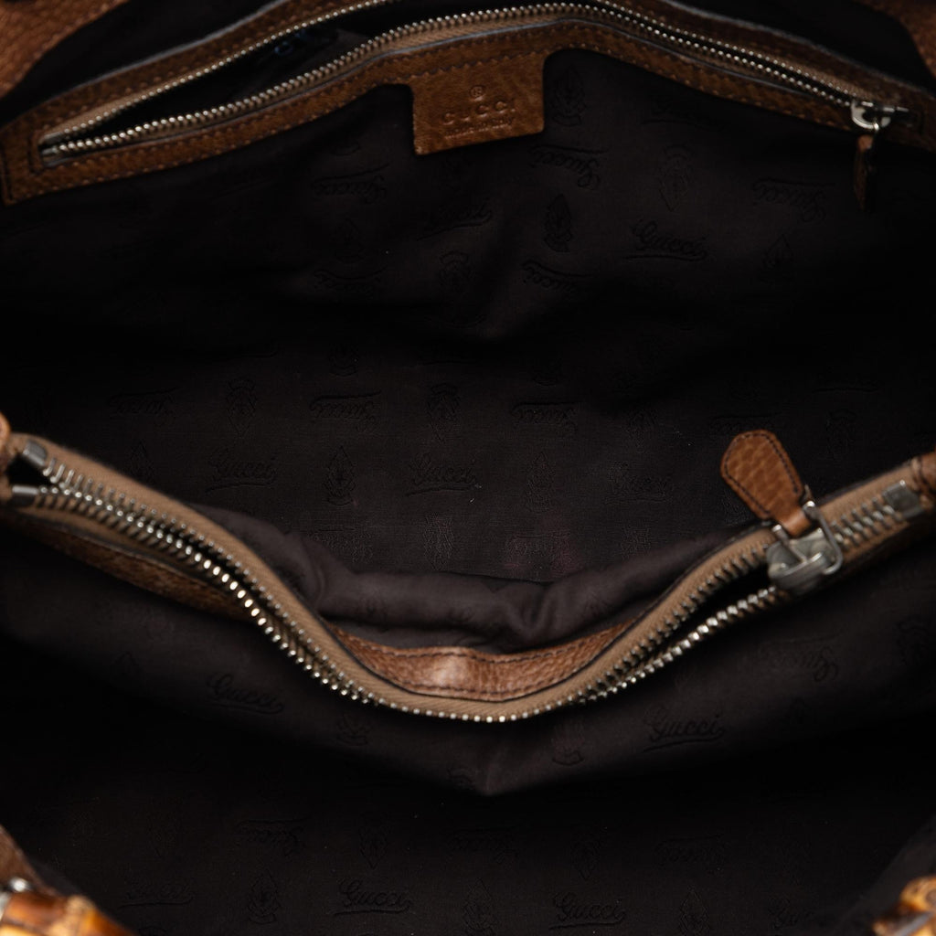 Gucci Medium Guccissima Trimmed Calfskin Bamboo Libeccio Tote