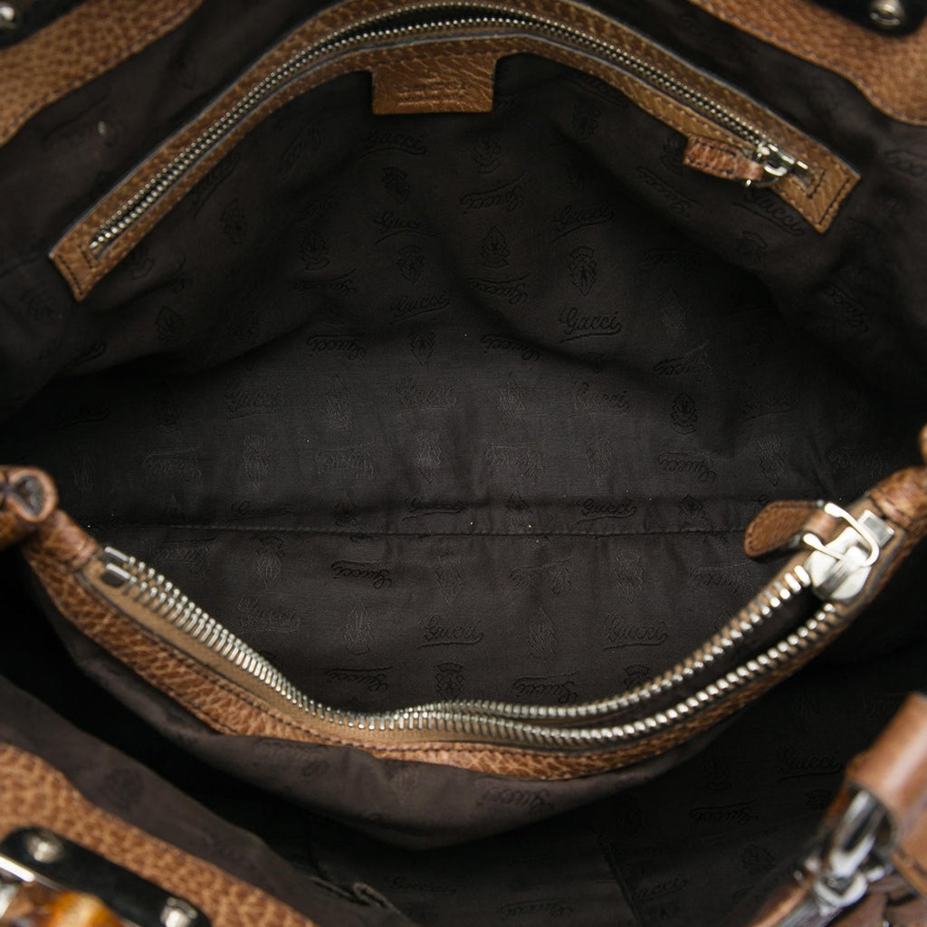 Gucci Medium Guccissima Trimmed Calfskin Bamboo Libeccio Tote