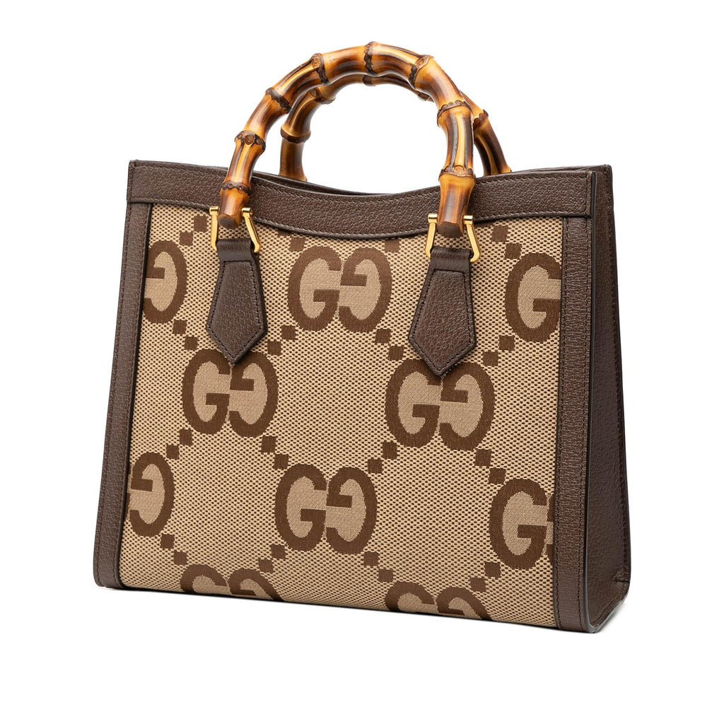 Gucci Medium Jumbo GG Canvas Bamboo Diana Satchel