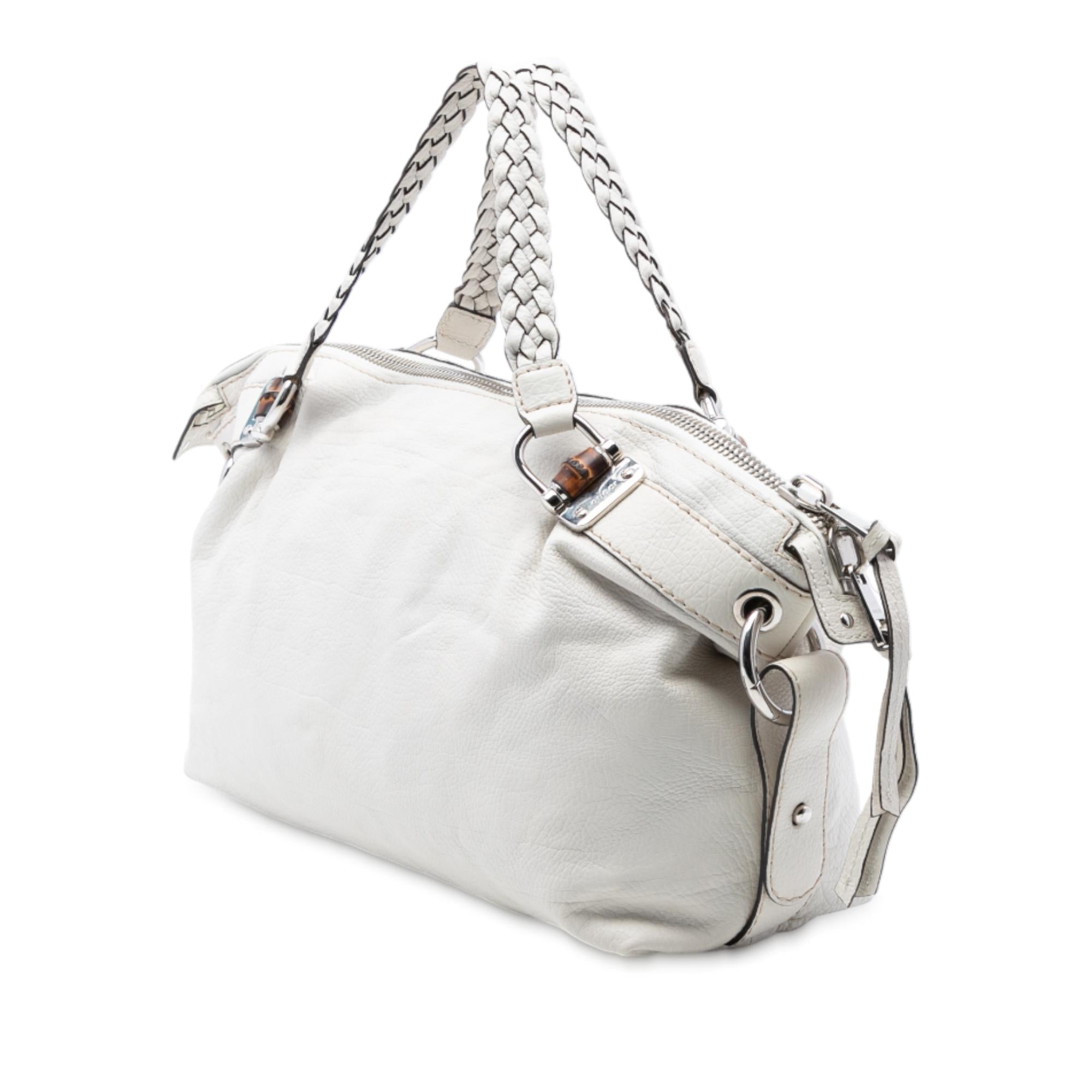 Gucci Medium Leather Bamboo Bar Tote