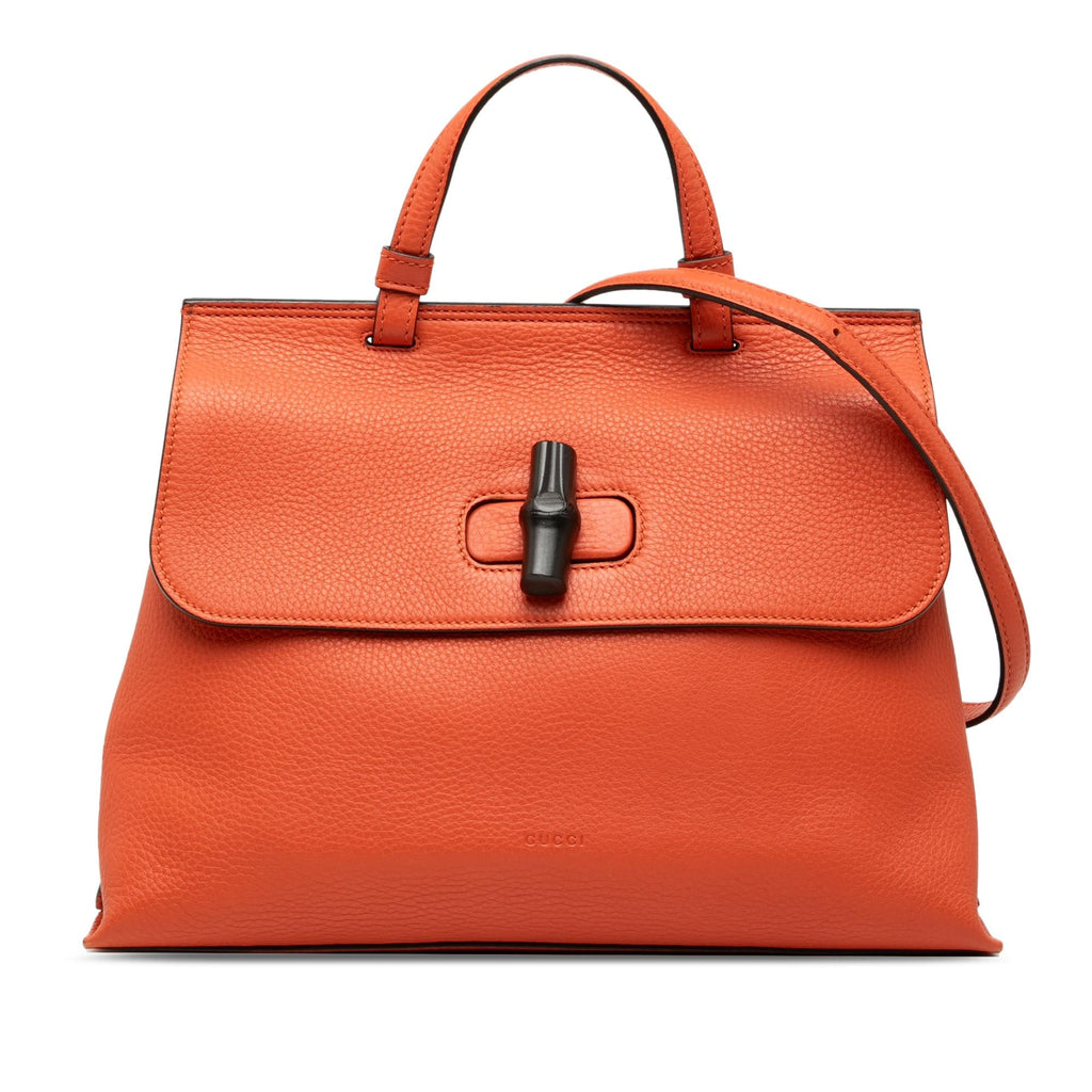 Gucci Medium Leather Bamboo Daily Satchel