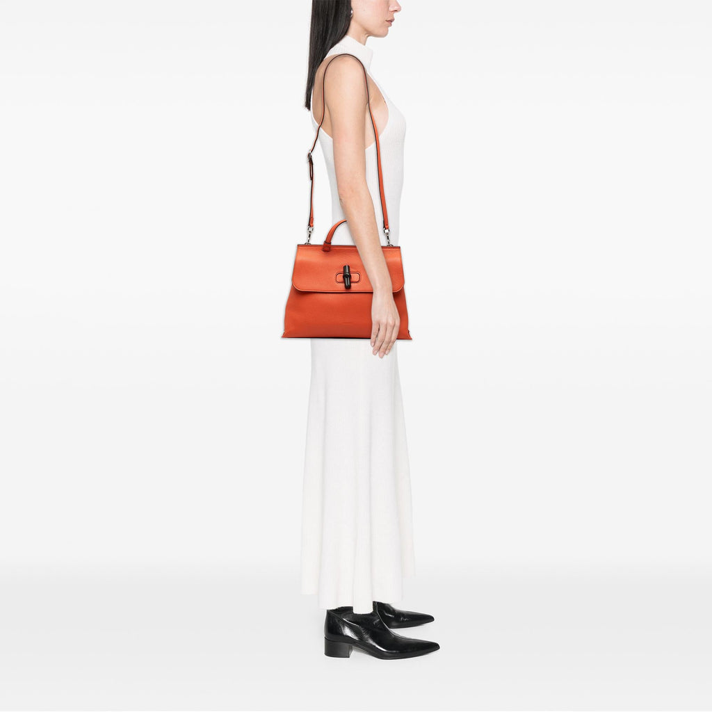 Gucci Medium Leather Bamboo Daily Satchel