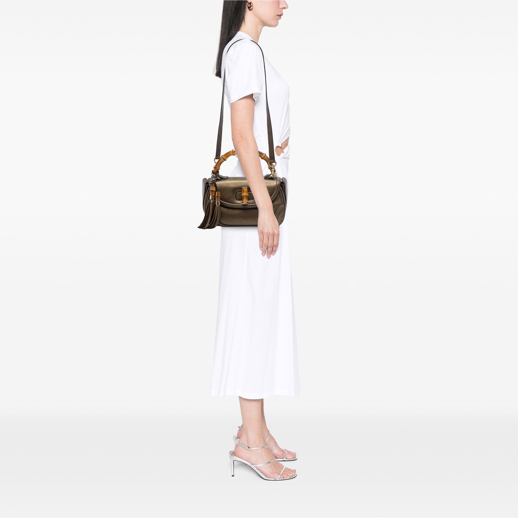 Gucci Medium Leather New Bamboo Satchel
