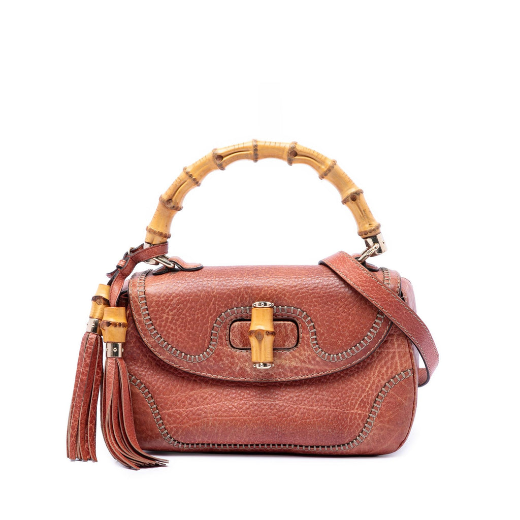 Gucci Medium Leather New Bamboo Satchel