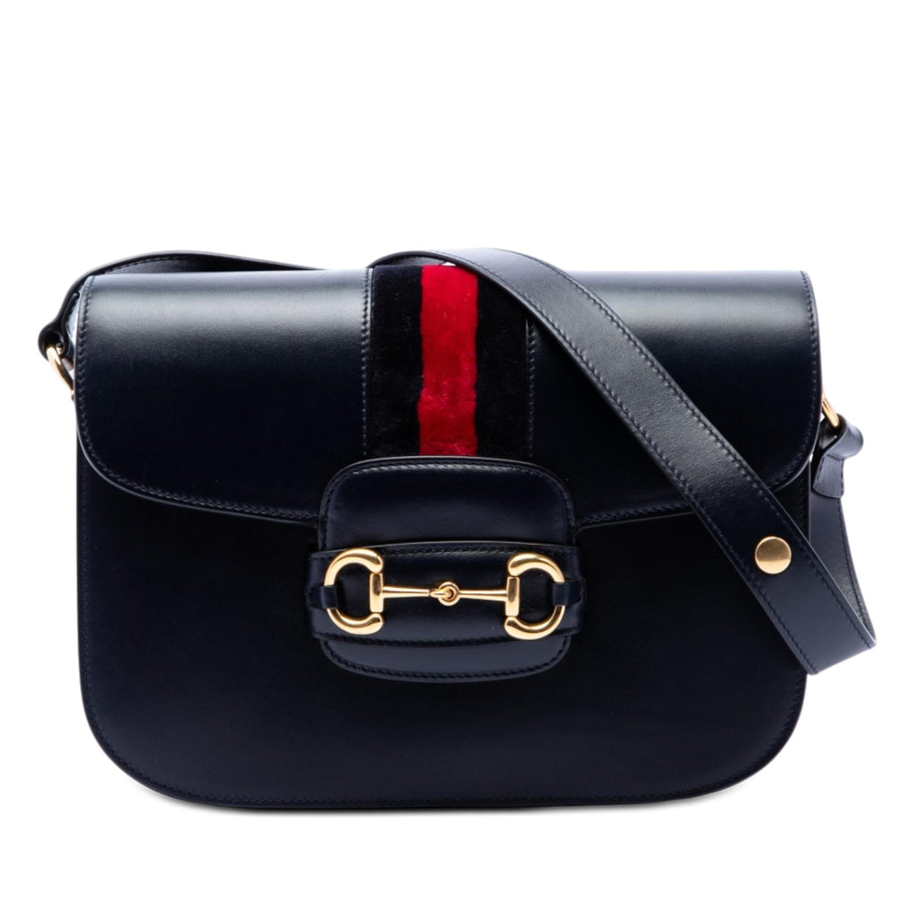 Gucci Medium Leather Web 1955 Horsebit Shoulder Bag