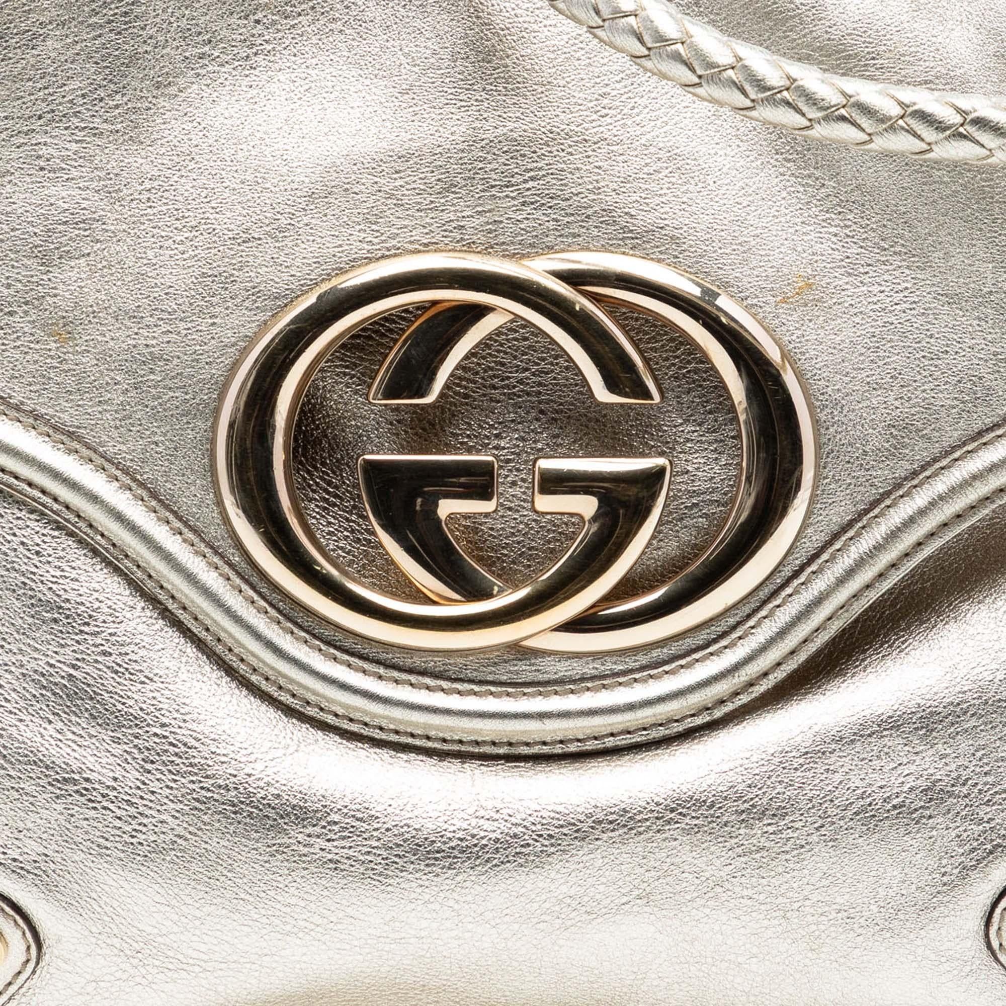Gucci Medium Metallic Calfskin Britt Tassel Flap Shoulder Bag