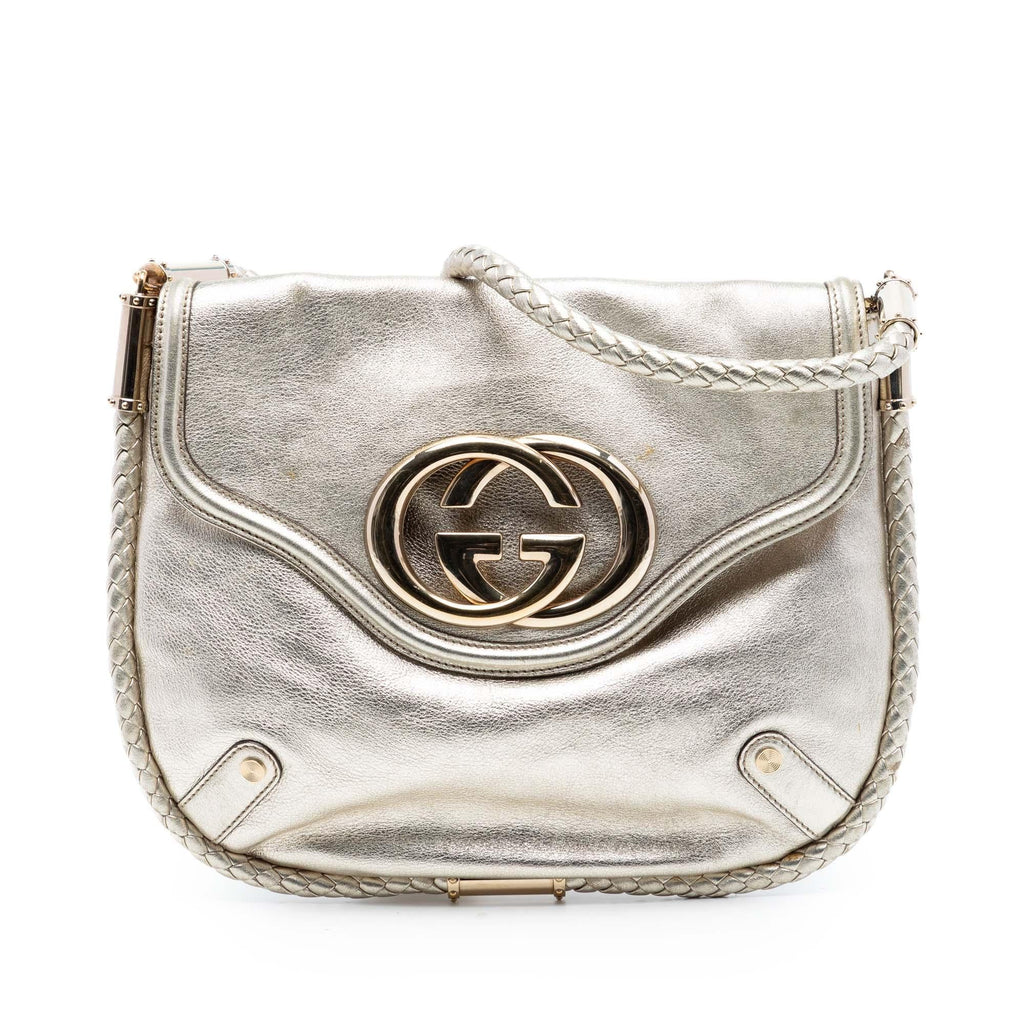 Gucci Medium Metallic Calfskin Britt Tassel Flap Shoulder Bag