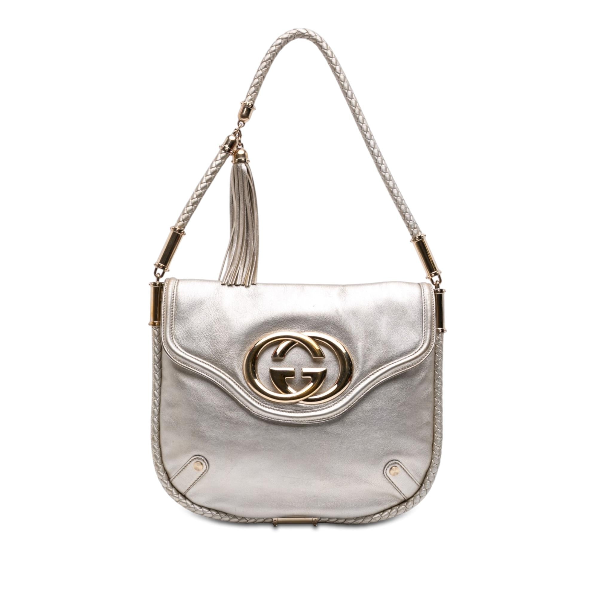 Gucci Medium Metallic Calfskin Britt Tassel Flap Shoulder Bag
