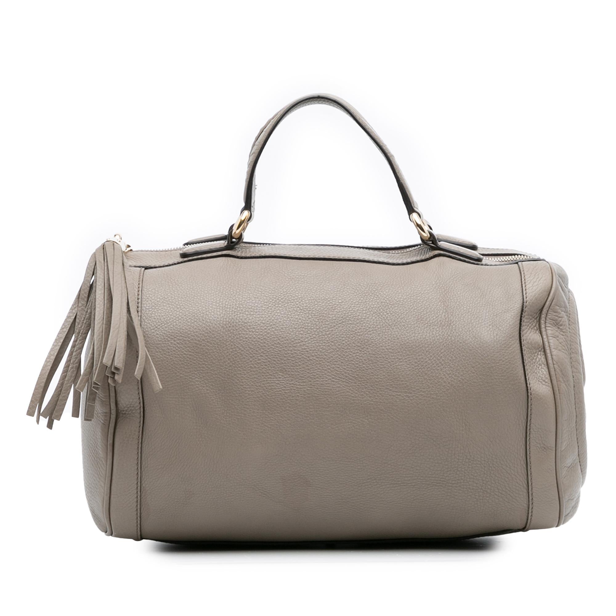 Gucci Medium Pebbled Calfskin Soho Boston Bag