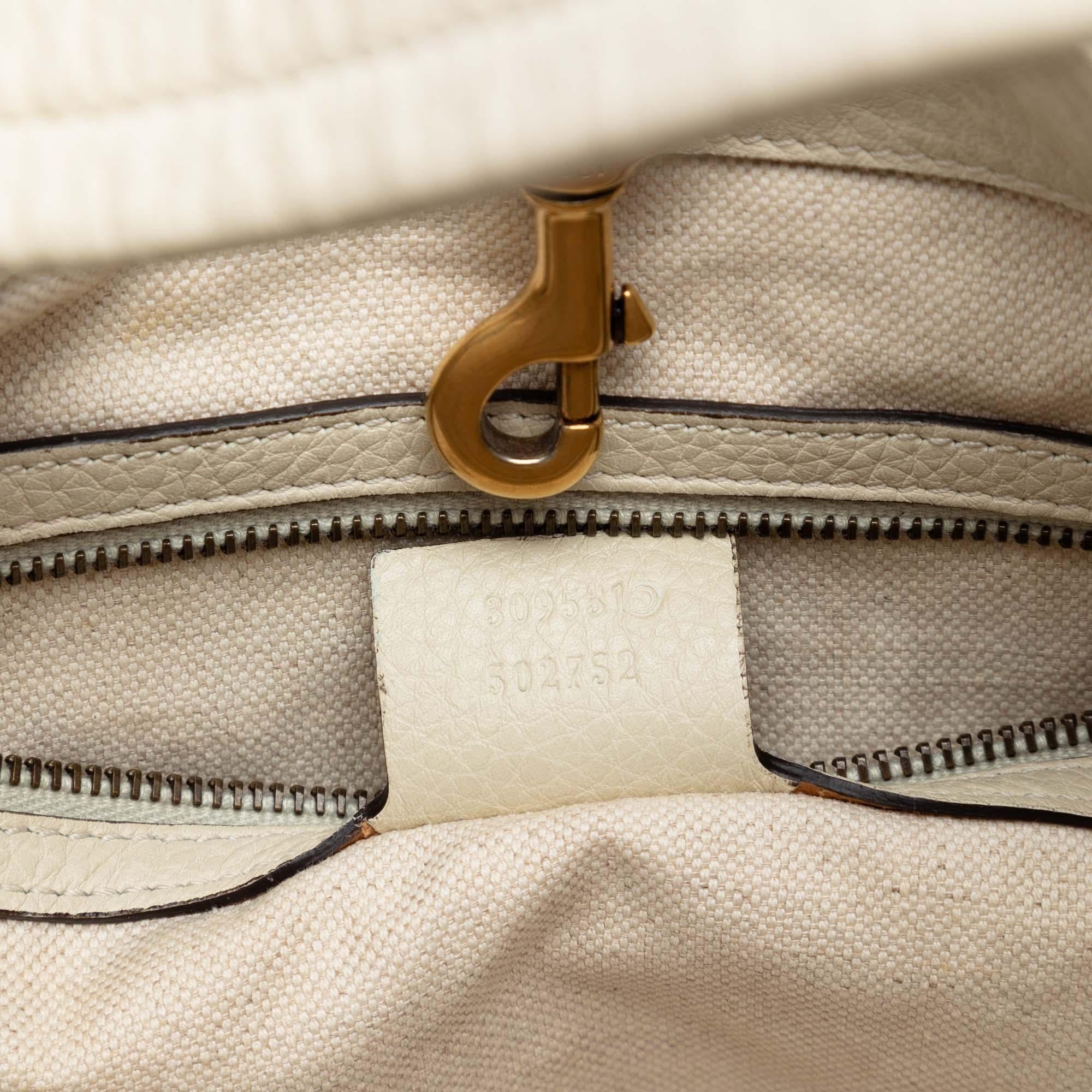 Gucci Medium Pebbled Calfskin Twill Tote
