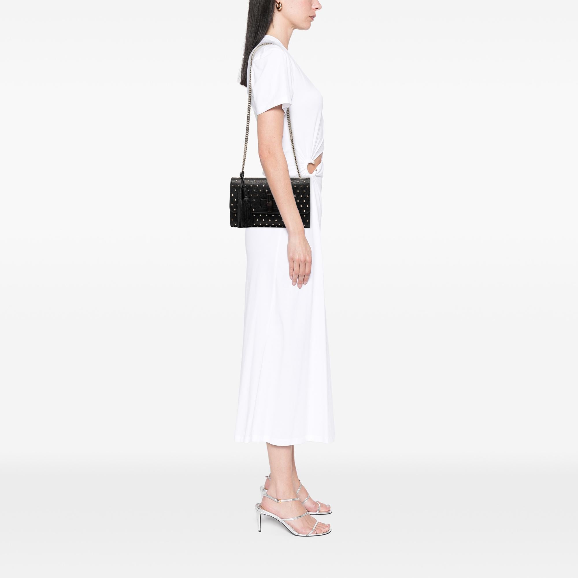 Gucci Medium Studded Leather Miss Bamboo Crossbody