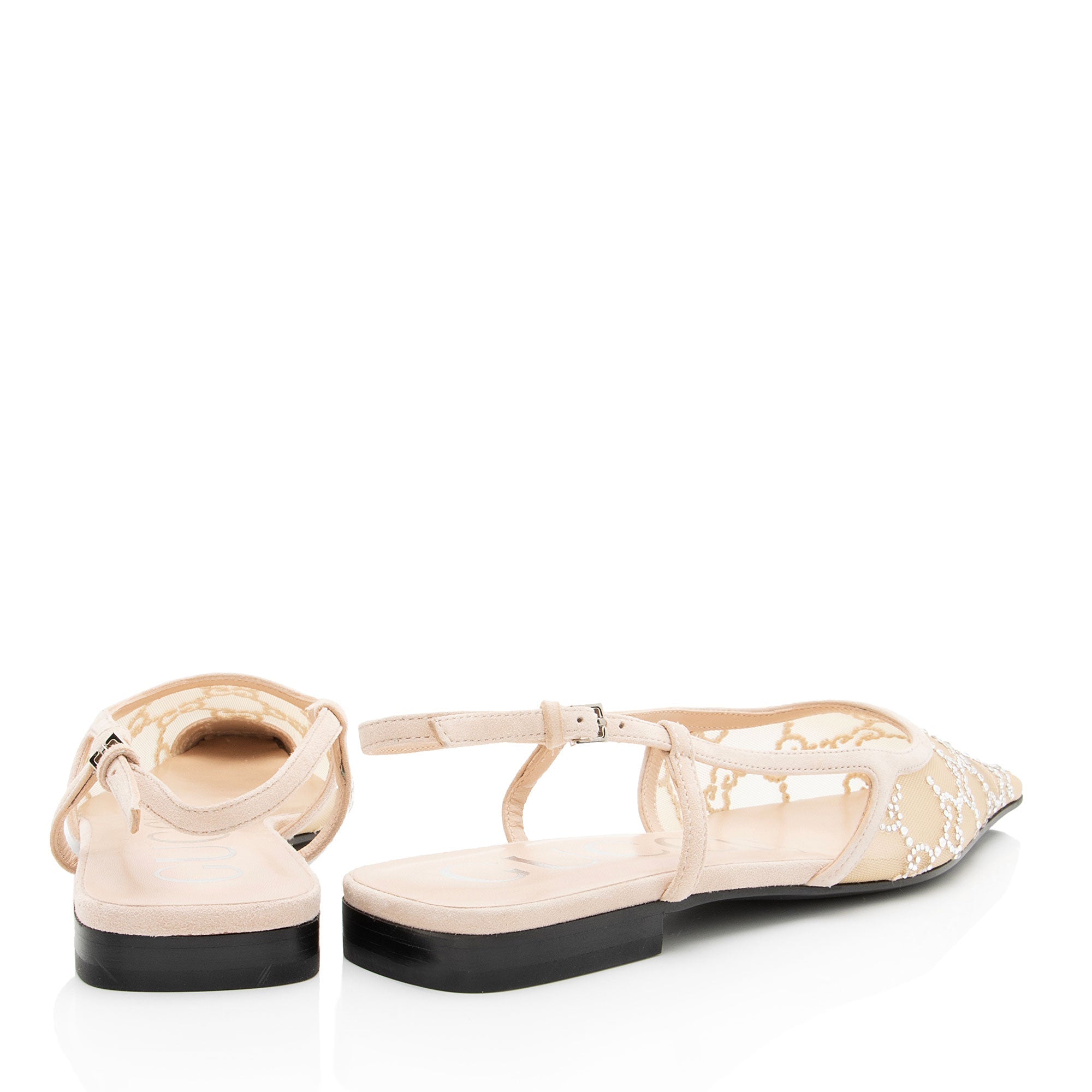 Gucci Mesh Crystal GG Slingback Ballet Flats - Size 6.5 / 36.5