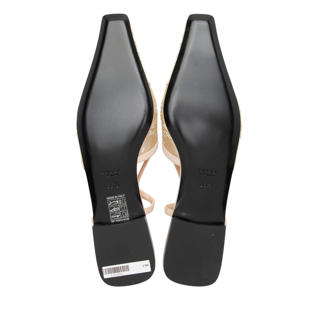 Gucci Mesh Crystal GG Slingback Ballet Flats - Size 6.5 / 36.5
