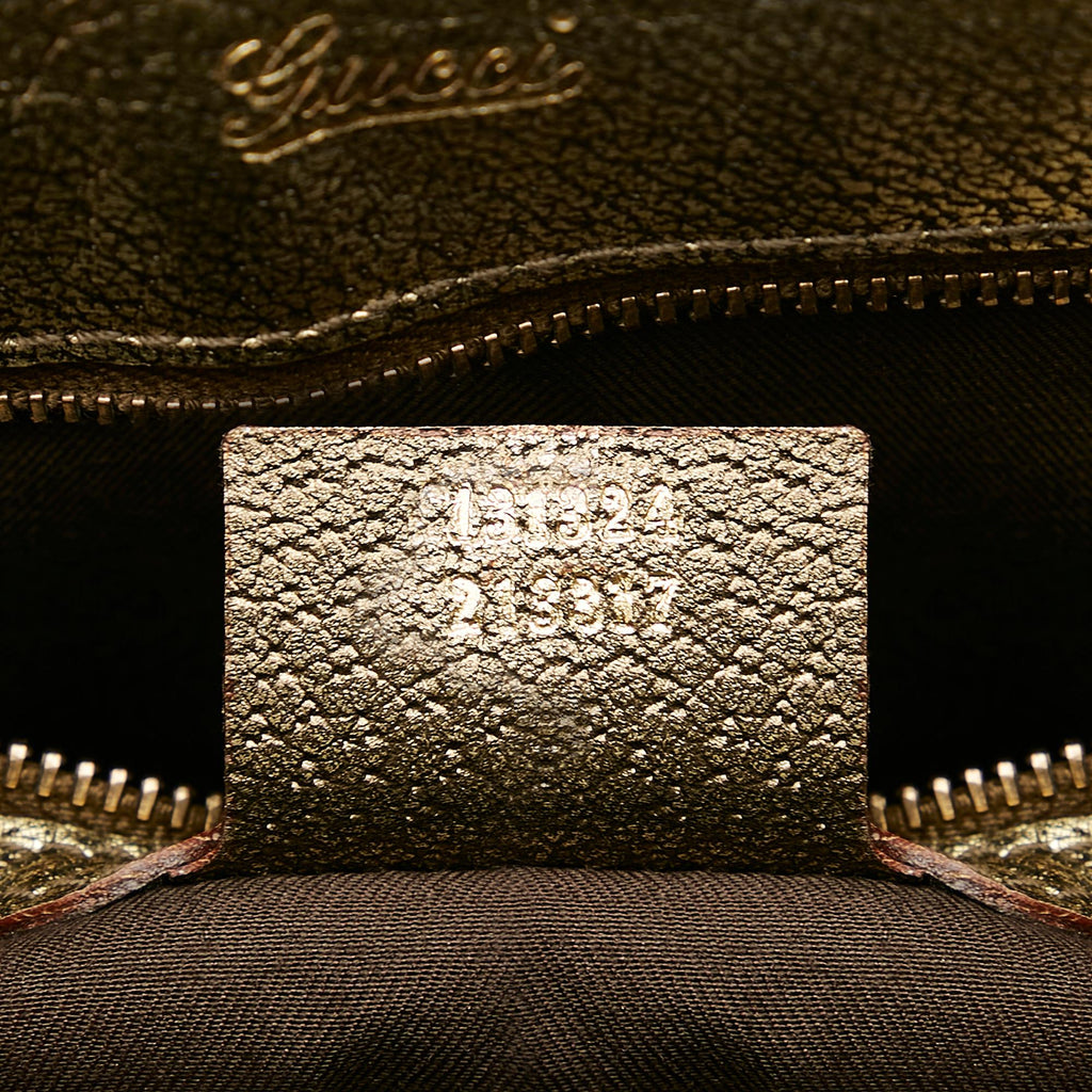 Gucci Metal Bamboo GG Canvas Handbag (SHG-25640)