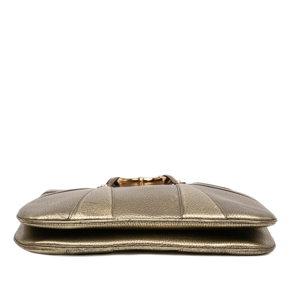 Gucci Metallic Calfskin Bamboo Ring Chain Shoulder Bag