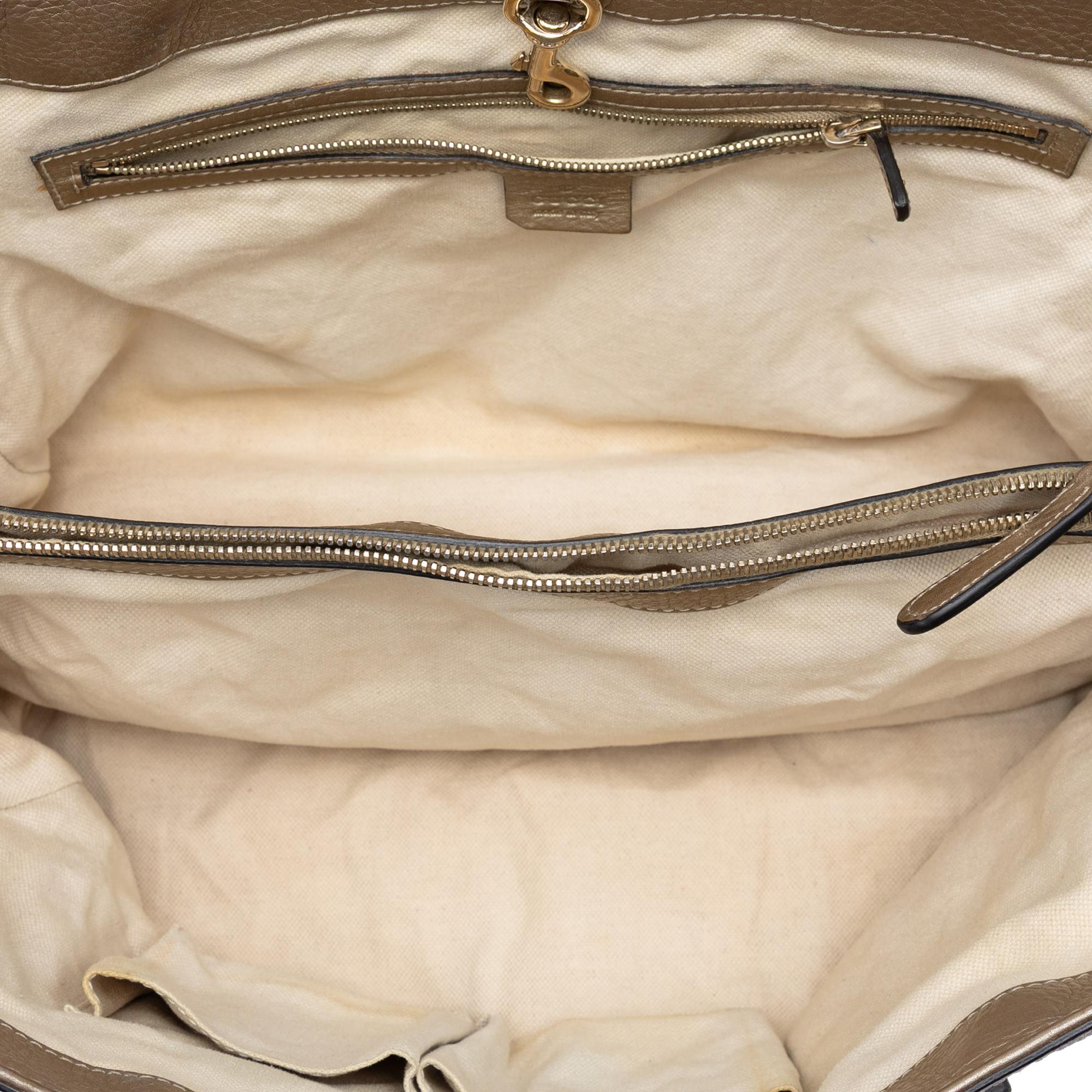 Gucci Metallic Grained Leather Bella Tote