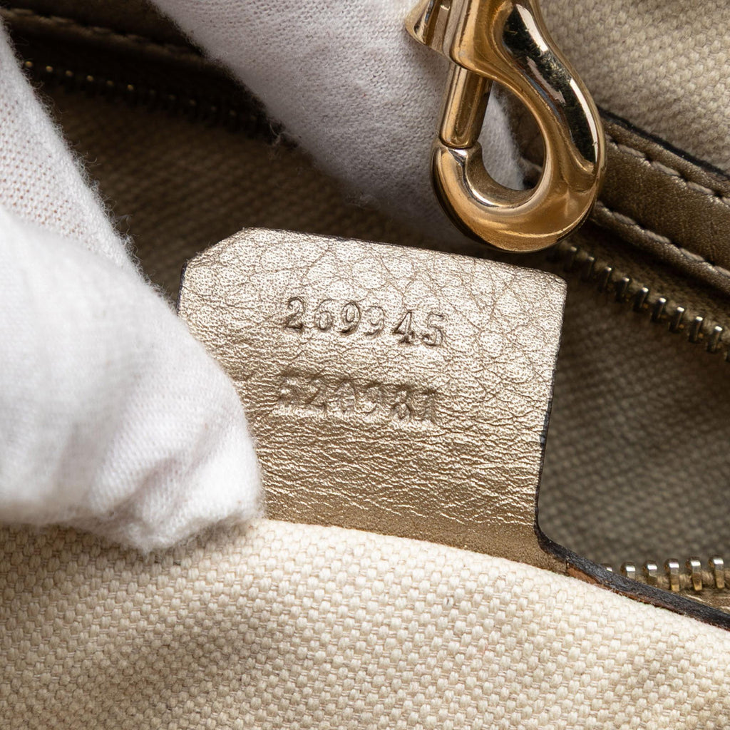 Gucci Metallic Grained Leather Bella Tote