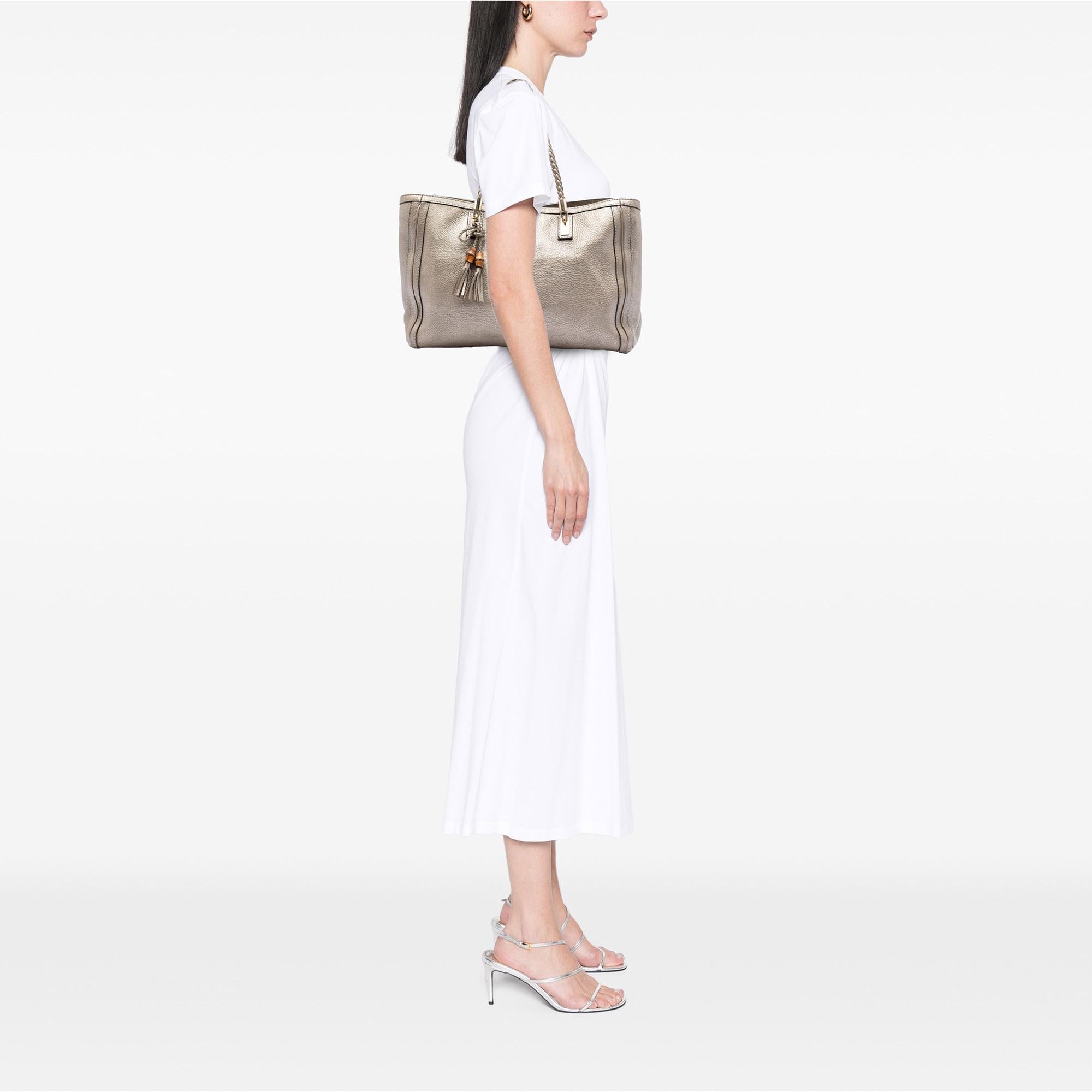 Gucci Metallic Grained Leather Bella Tote