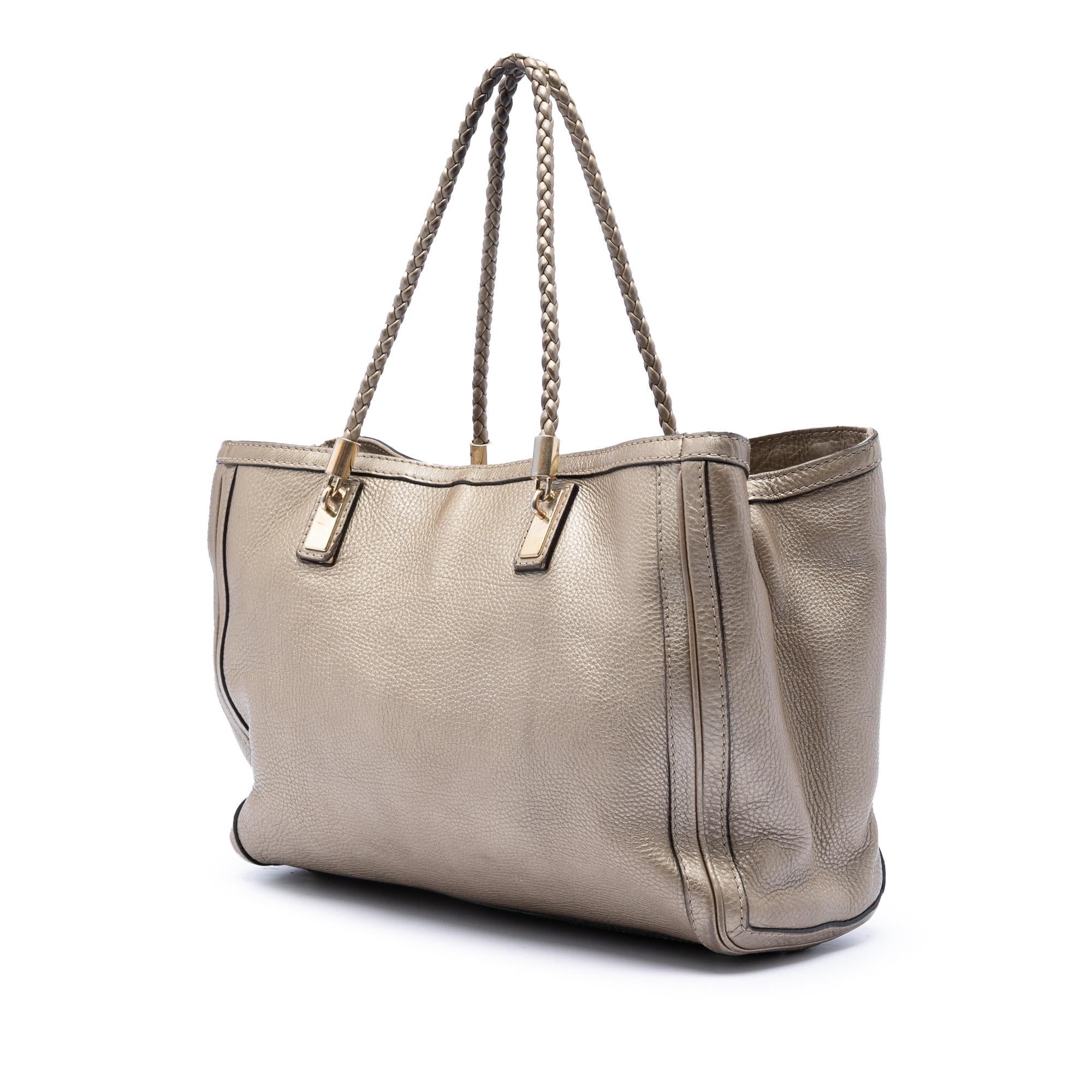 Gucci Metallic Grained Leather Bella Tote