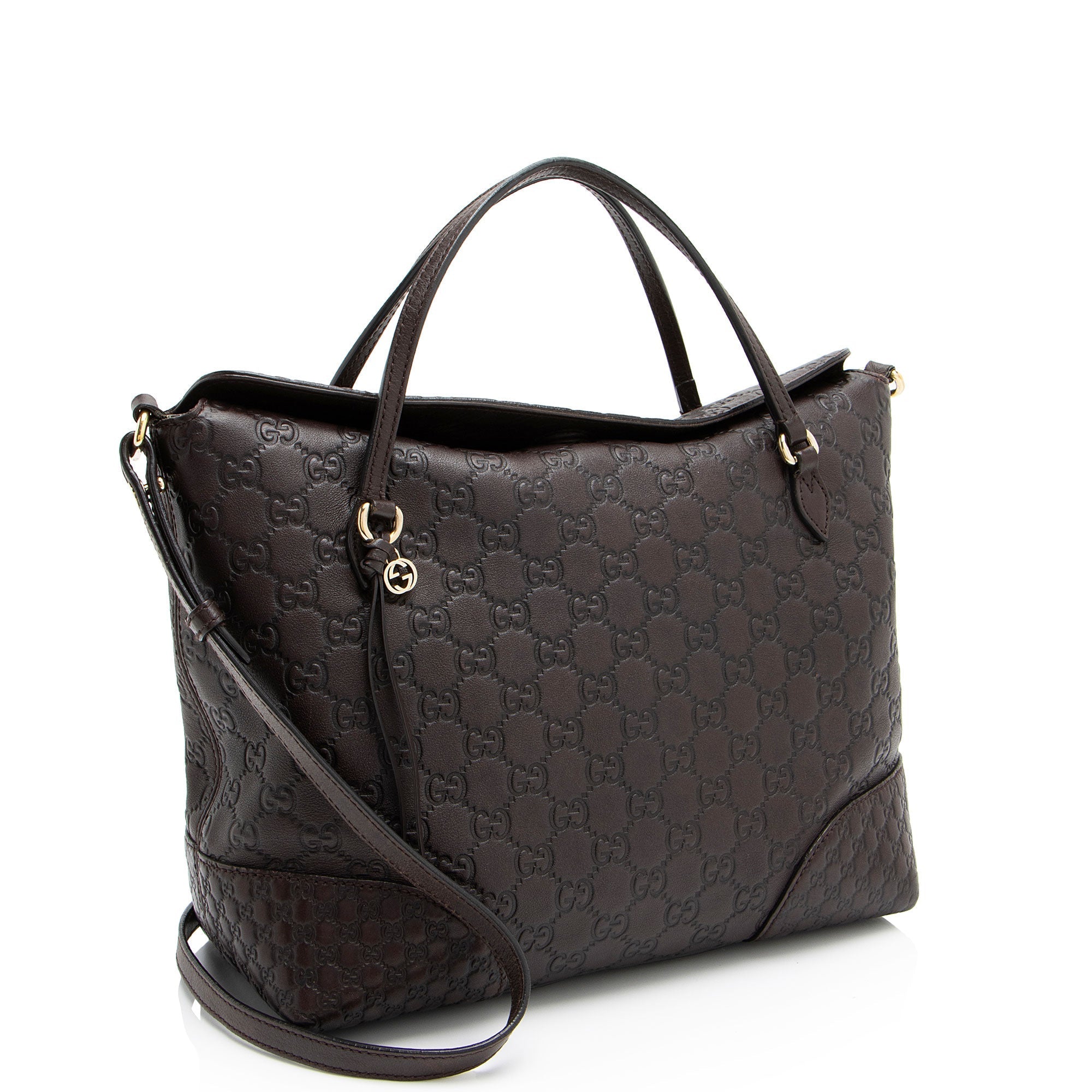 Gucci Metallic Guccissima Leather Bree Fold Over Tote (SHF-bHARYI)